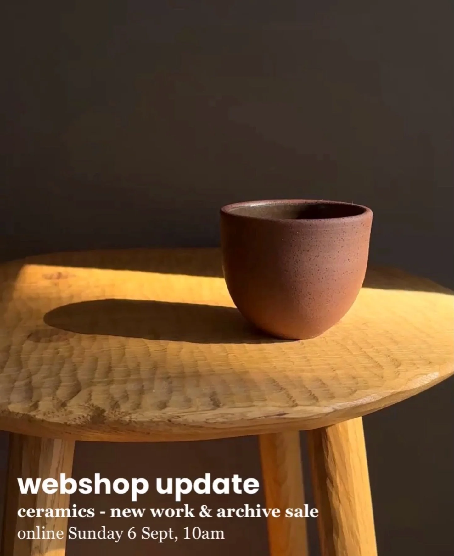 WEBSHOP UPDATE coming this Sunday at 10am! 

I will be releasing some new ceramic work, as well as offering discounts on older works.
	
The new pieces are electric fired and include the first few items using my ash glaze recipes I have been developin