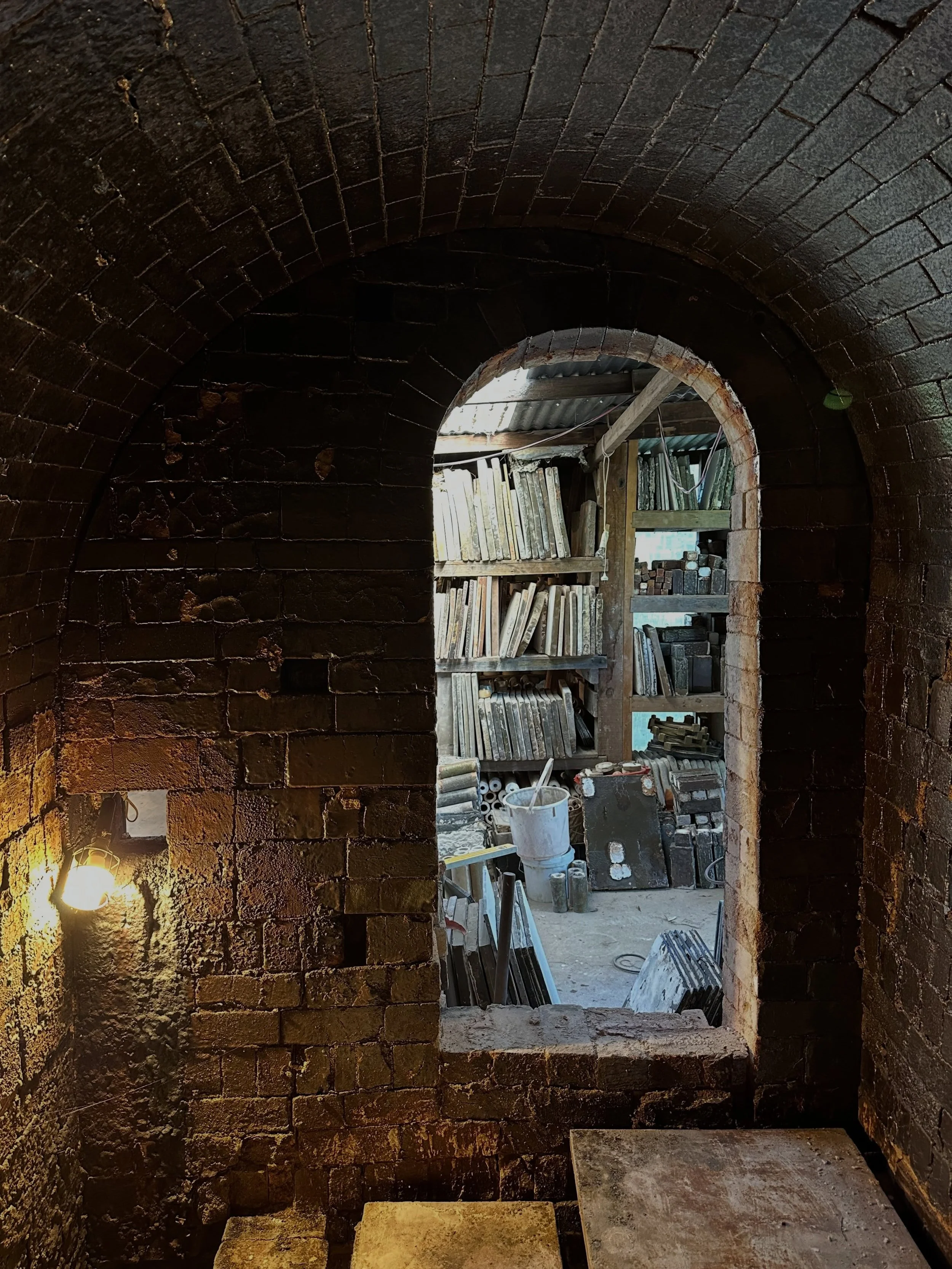 Kiln preparations for the 70th firing of Rob Barron&rsquo;s noborigama. Grateful to be able to get to know and learn from this stellar team and climbing kiln over the coming week at @gooseneckpottery