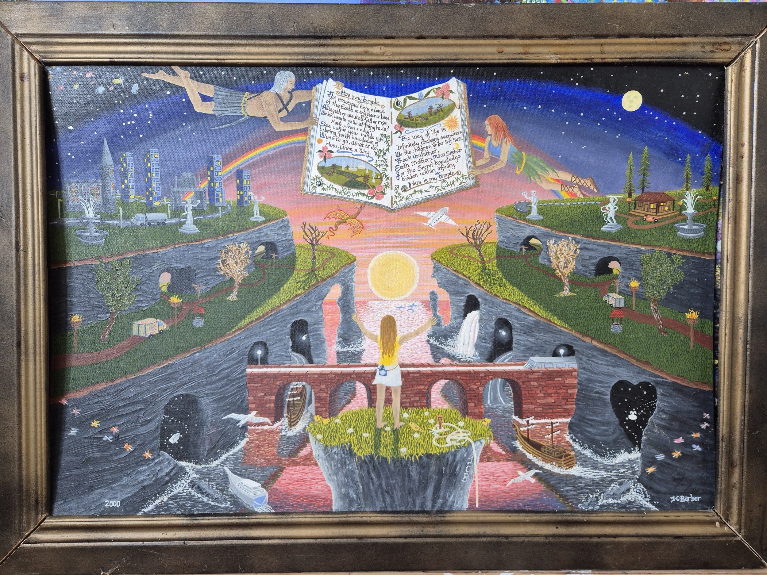 Here is my Temple: A  2000 surreal oil painting by JC Barber. The third piece of The Millennium Mythos Trilogy, functioning as an inner mind-portrait with deep and spiritual meaning