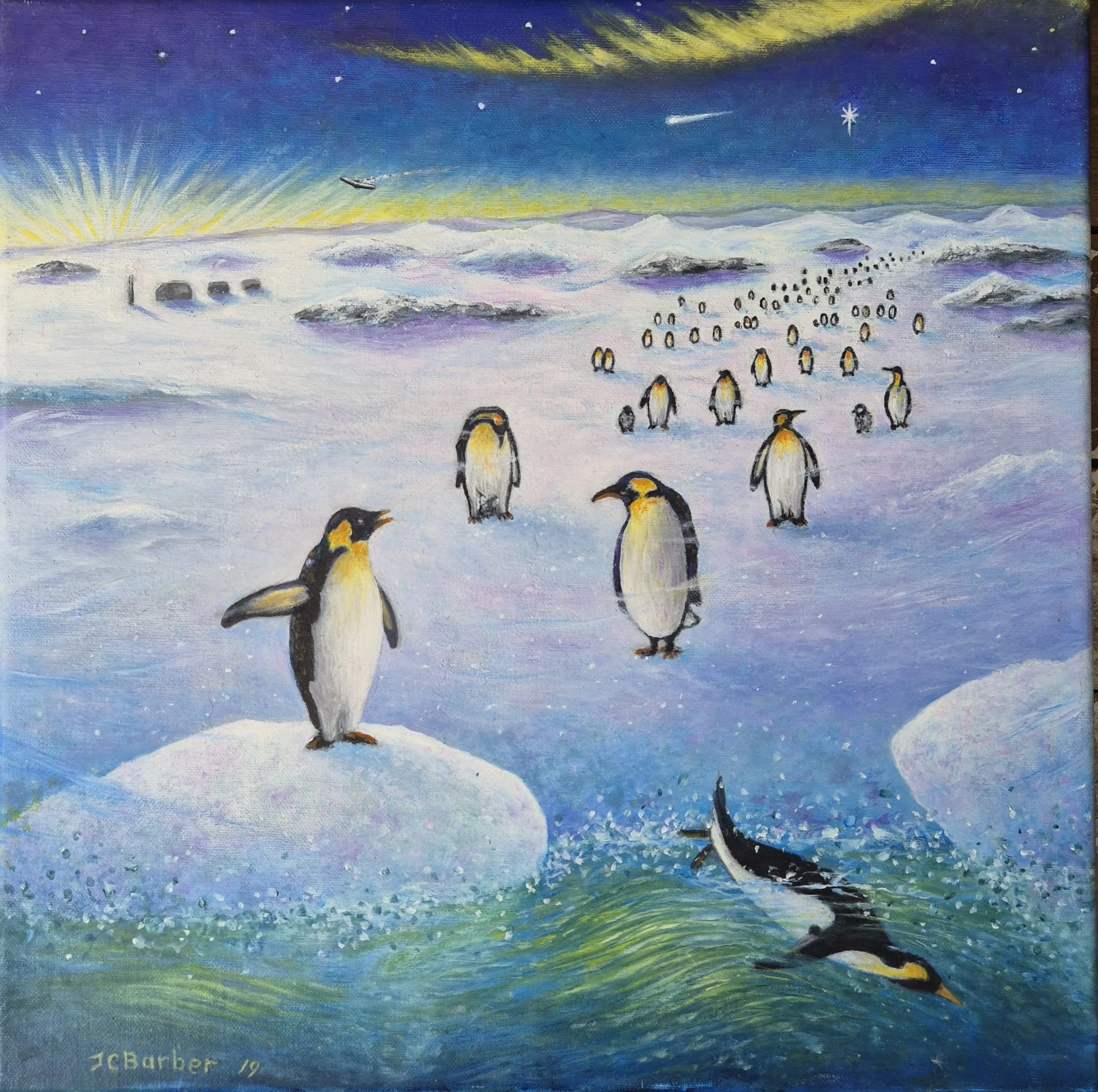 Penguins of Antartica, Oils on Canvas. 2019
