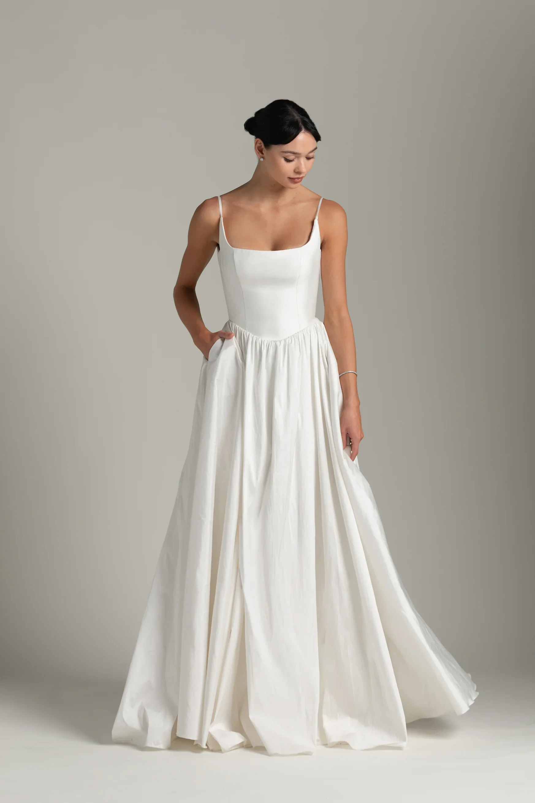 Amelie Taffeta basque waist gown