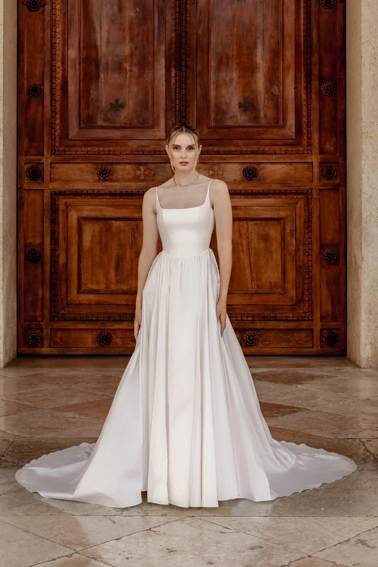 Amelie Satin basque waist gown