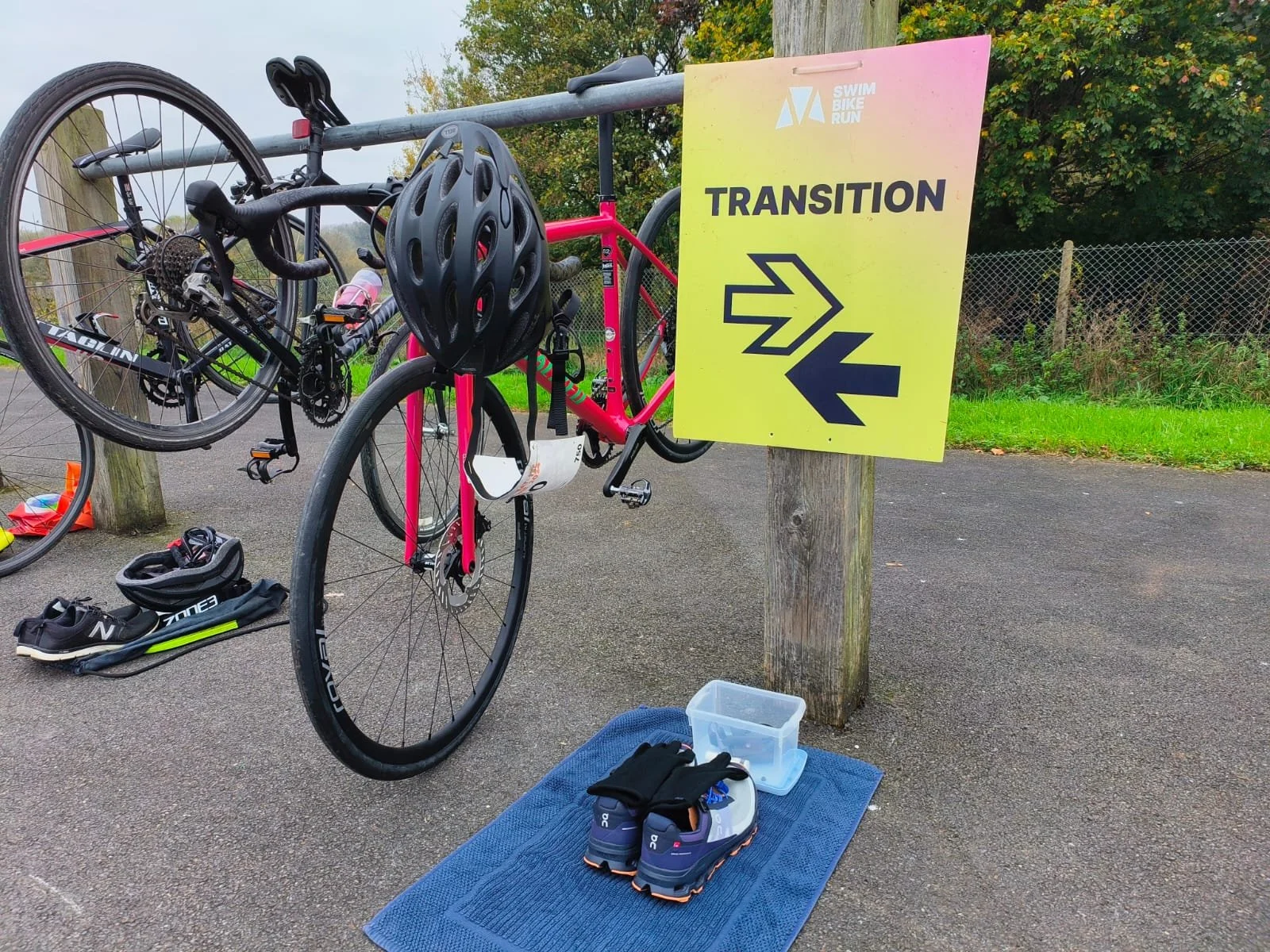 The fourth discipline! Also first time multisport for coached athlete Harriet at a SwimBikeRun event.