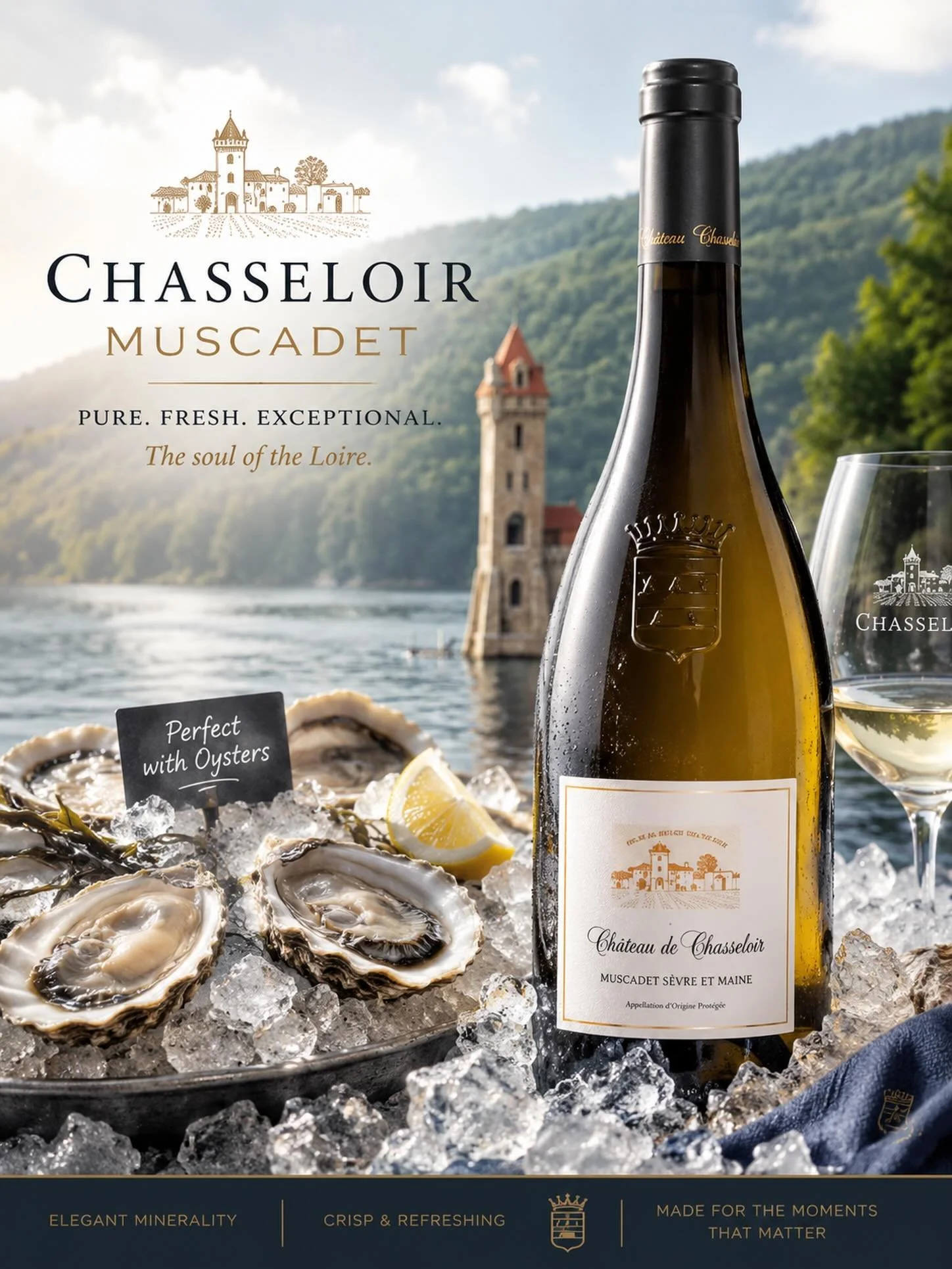 Hot weather 🤝 fresh oysters 🤝 Muscadet.

Ch&acirc;teau de Chasseloir Muscadet is the kind of wine summer was made for &mdash; crisp, refreshing, and packed with bright notes of green apple, ripe pear, citrus, and beautiful salty minerality that pra