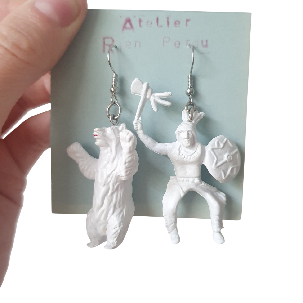 🐻​ boucles d'oreille ours x amérindien 🪶