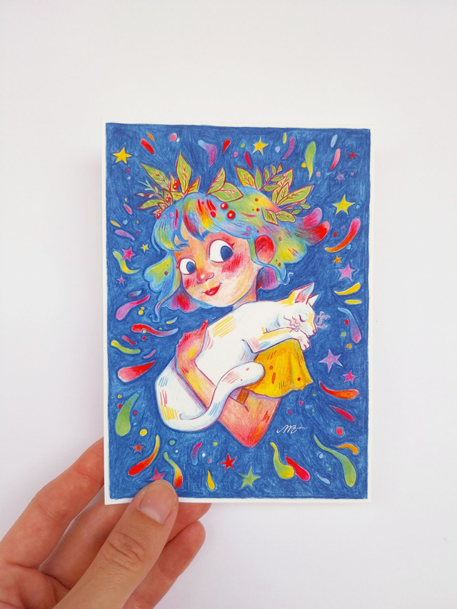 🐈​ chat aux crayons de couleurs ✏️