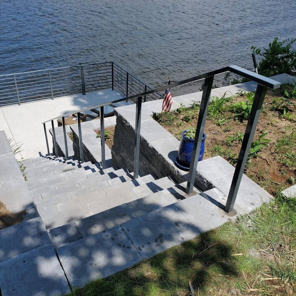 Water Runn Off Railing Riverfront Weatherproof Railings — Myers Brothers Fabrication