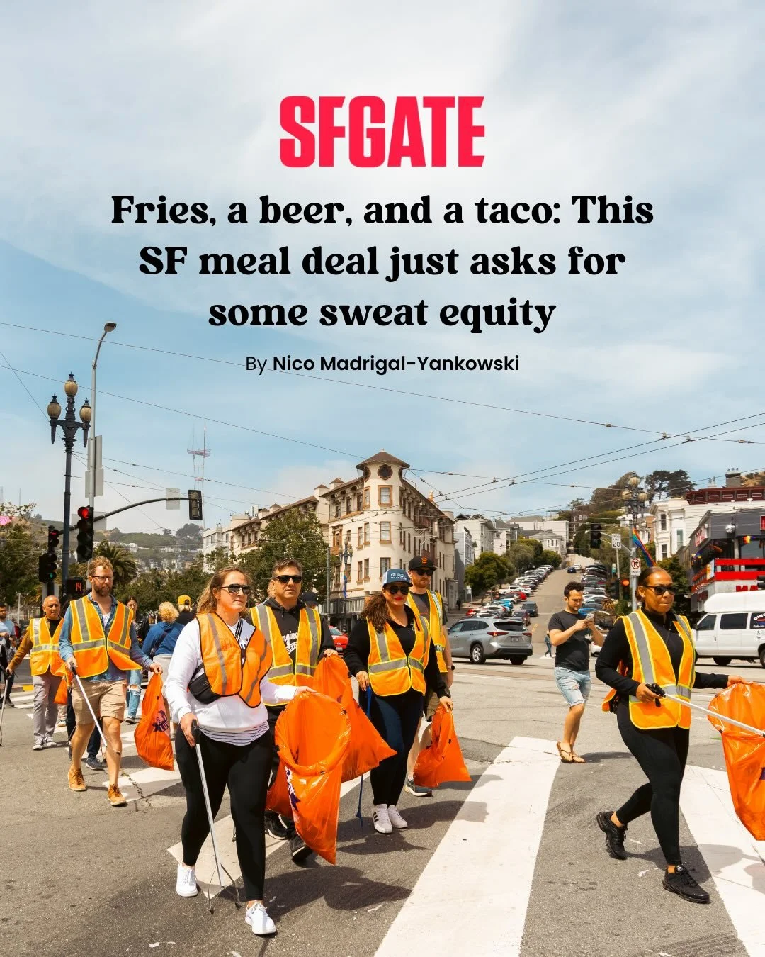 Thanks @sfgate for this piece about our Clean Up the City initiative with @refuserefusesf! 🚮✨

Every Friday-Sunday volunteers come together at 17 neighborhood cleanups to pick up trash and share a communal meal at local businesses. From Nico Madriga