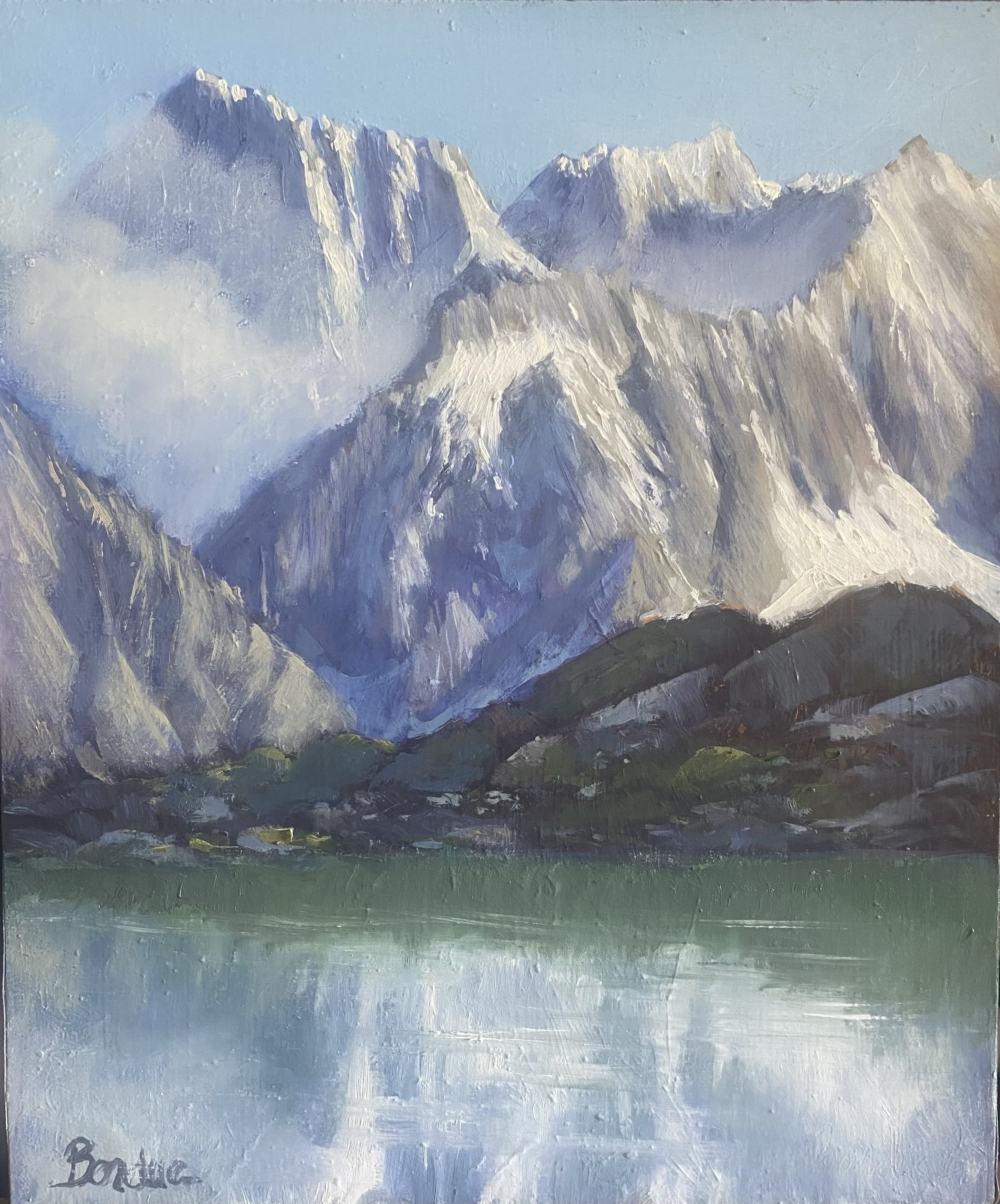 Reflets d'aiguilles au lac Blanc. 30 x 25cm