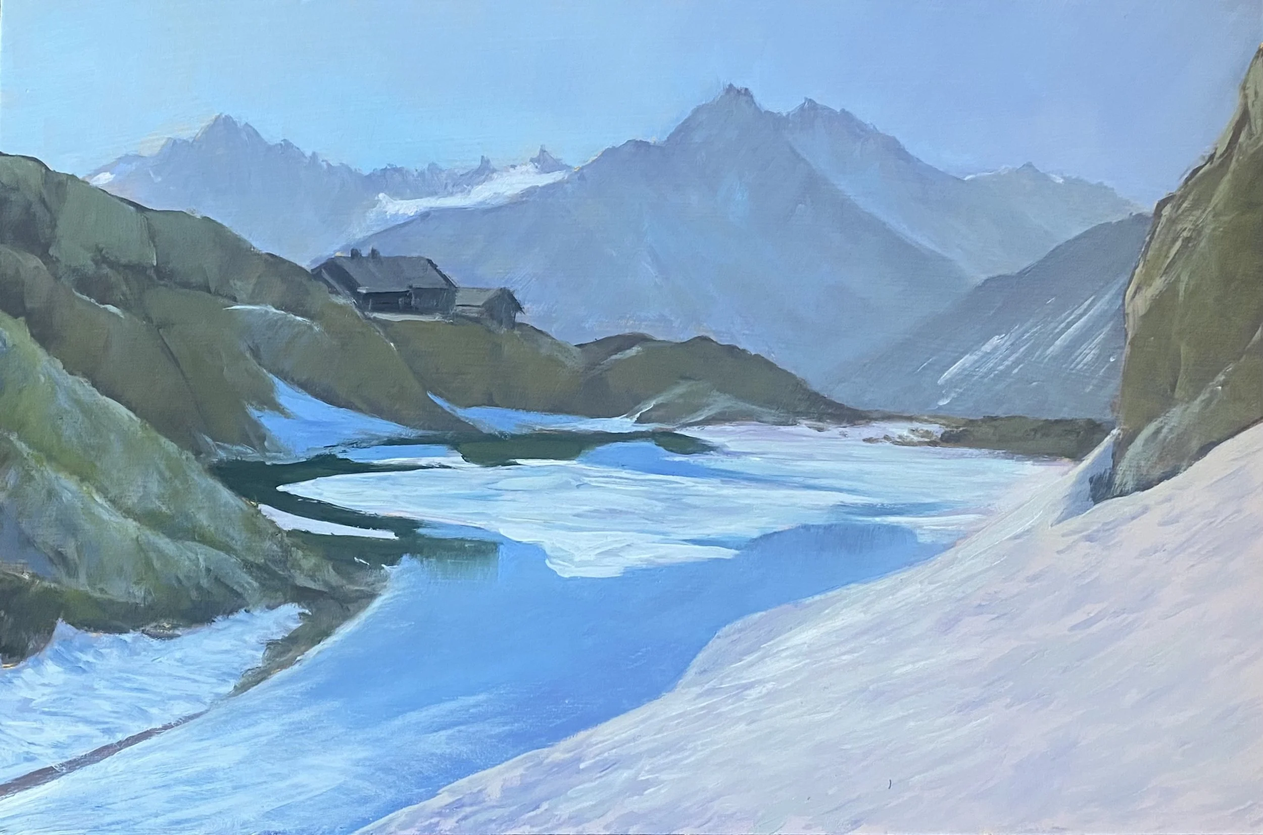 Lumiere douce de printemps au lac Blanc. 27 x 42cm