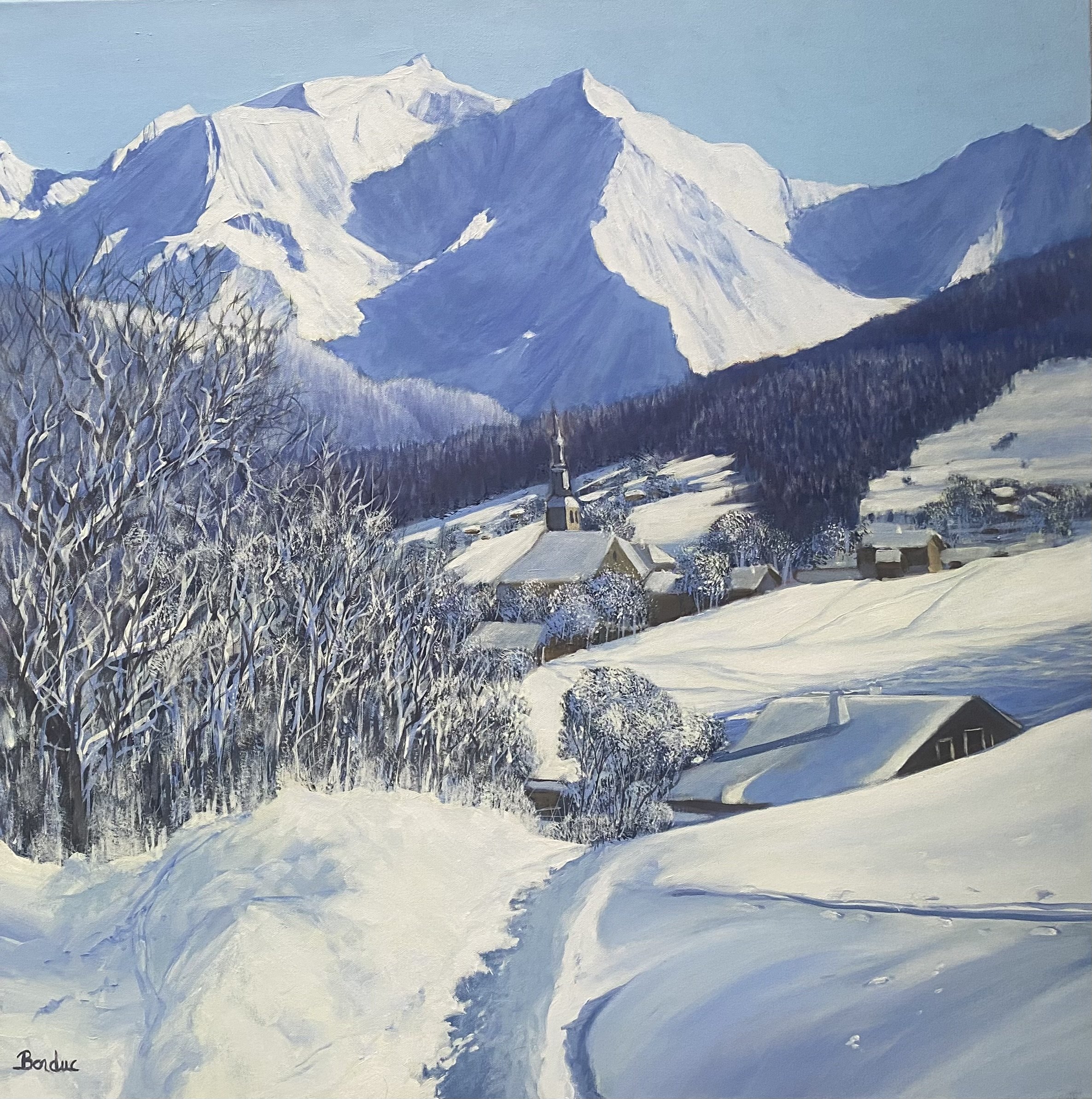 Cordon sous le soleil d'hiver. 80 x 80cm