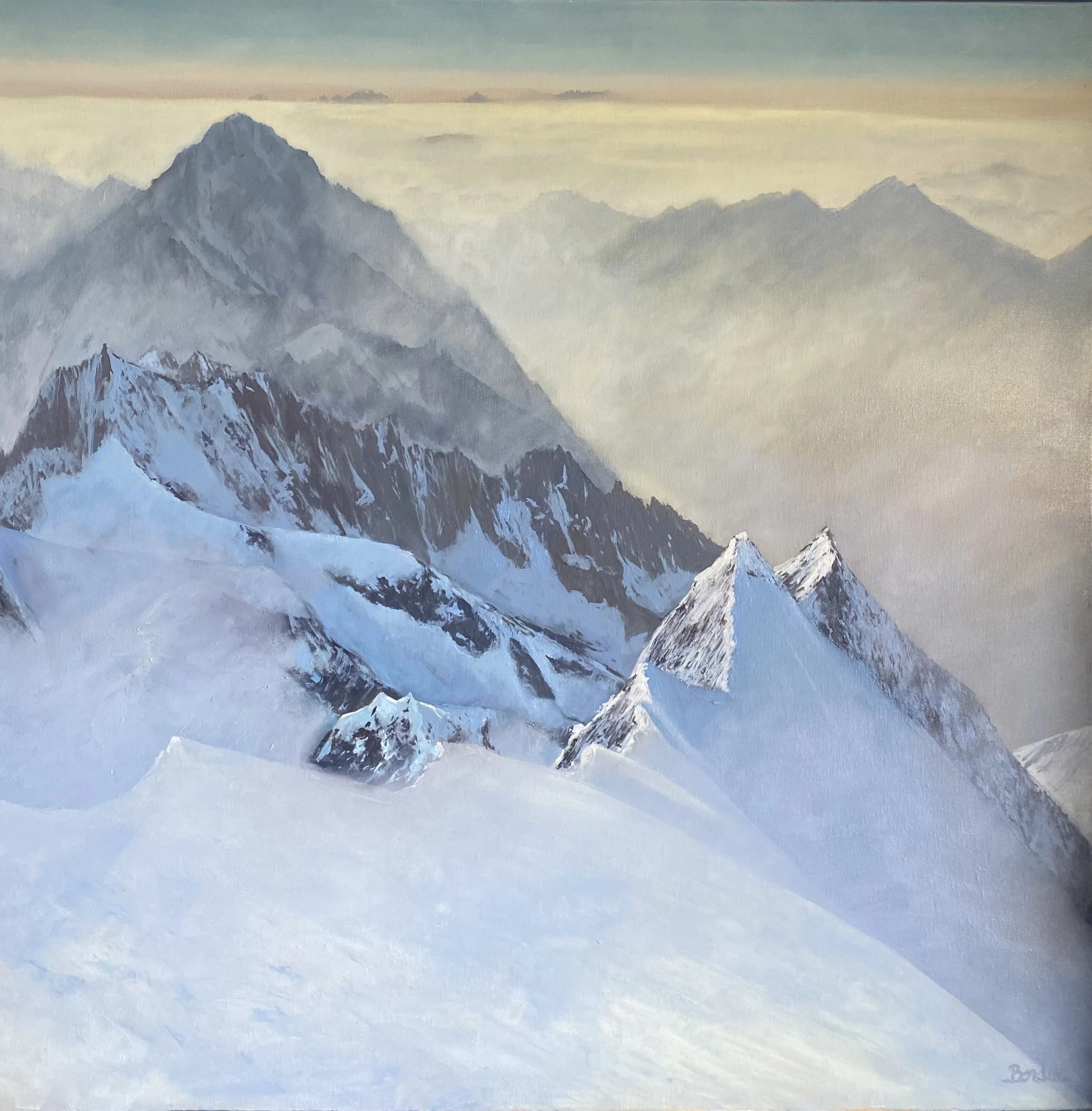 Effet de vent et neige au Mont Blanc  80 x 80 cm