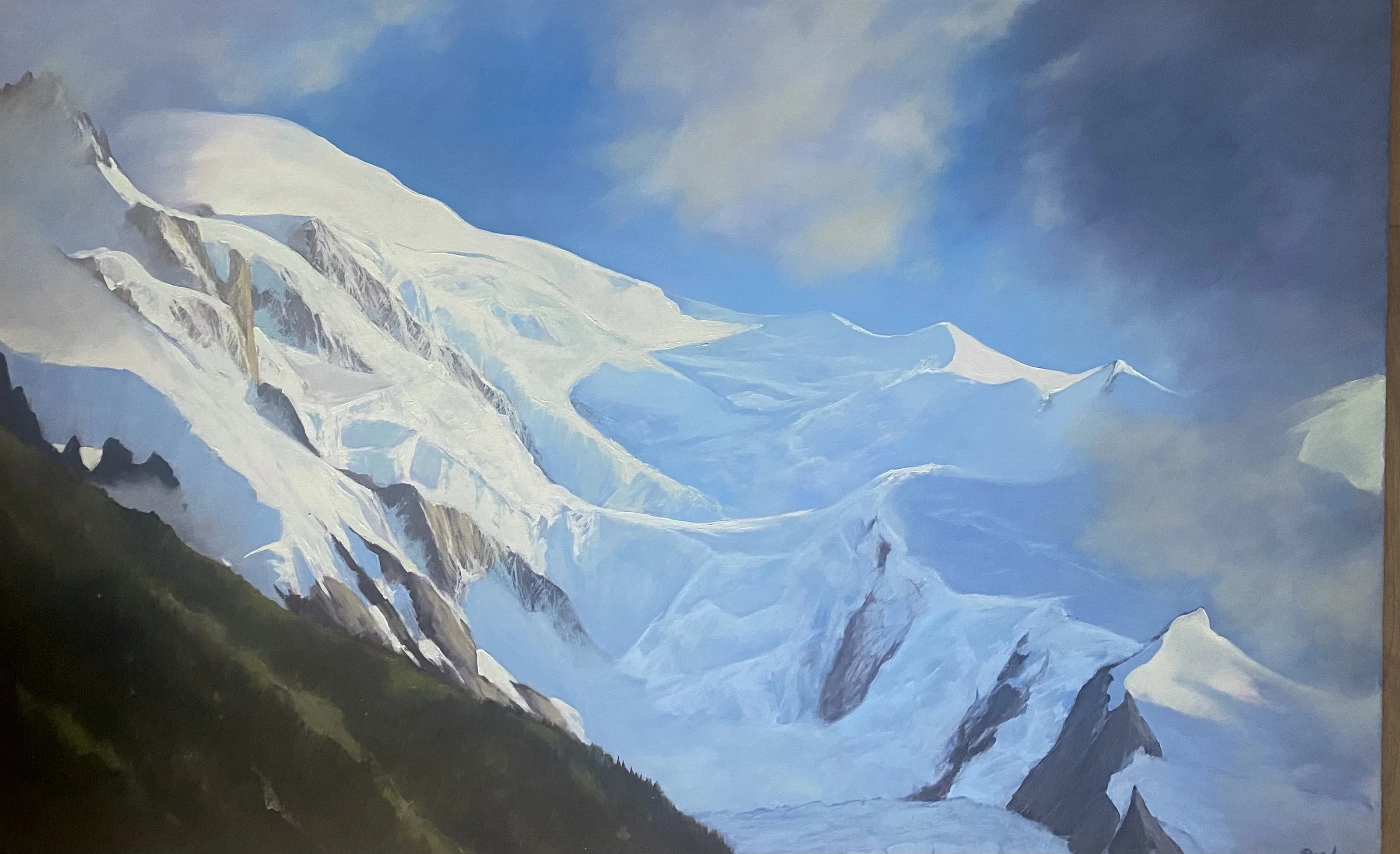 D'apres une toile de Pascal Amblard. Lumiere sur le Mont Blanc. 116 x 73cm