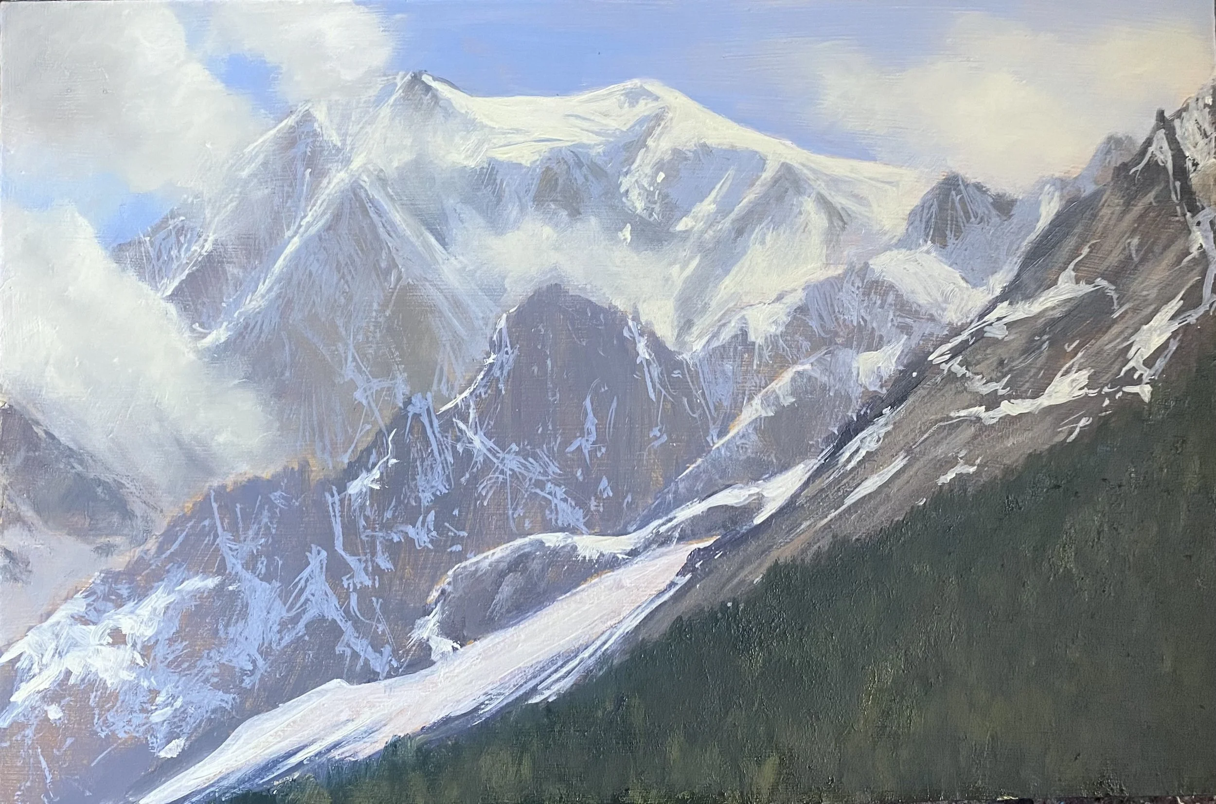 Mont Blanc et les Peuterey cote Italien.  27 x 42cm