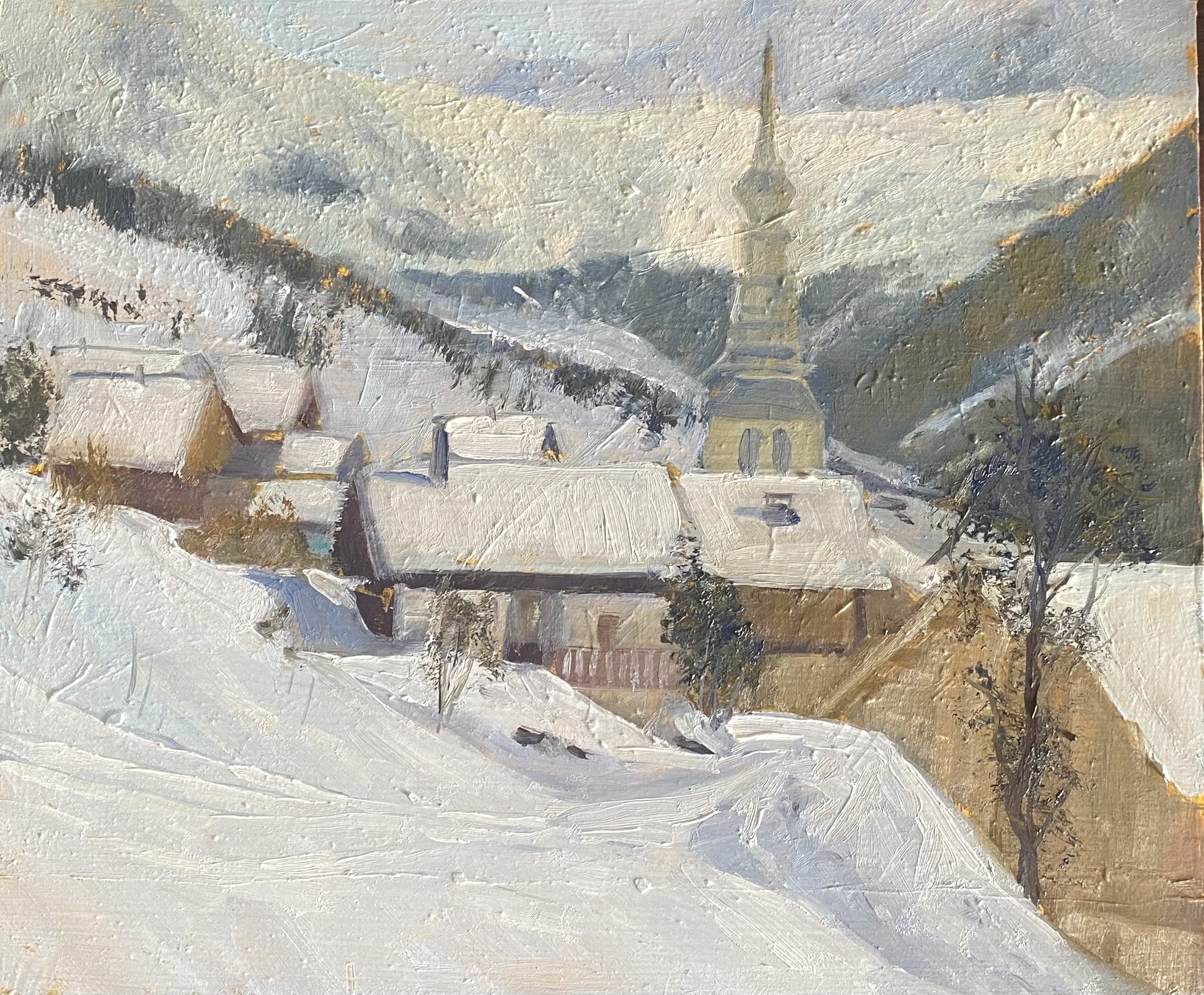 Hauteluce en Fevrier. 25 x 30cm