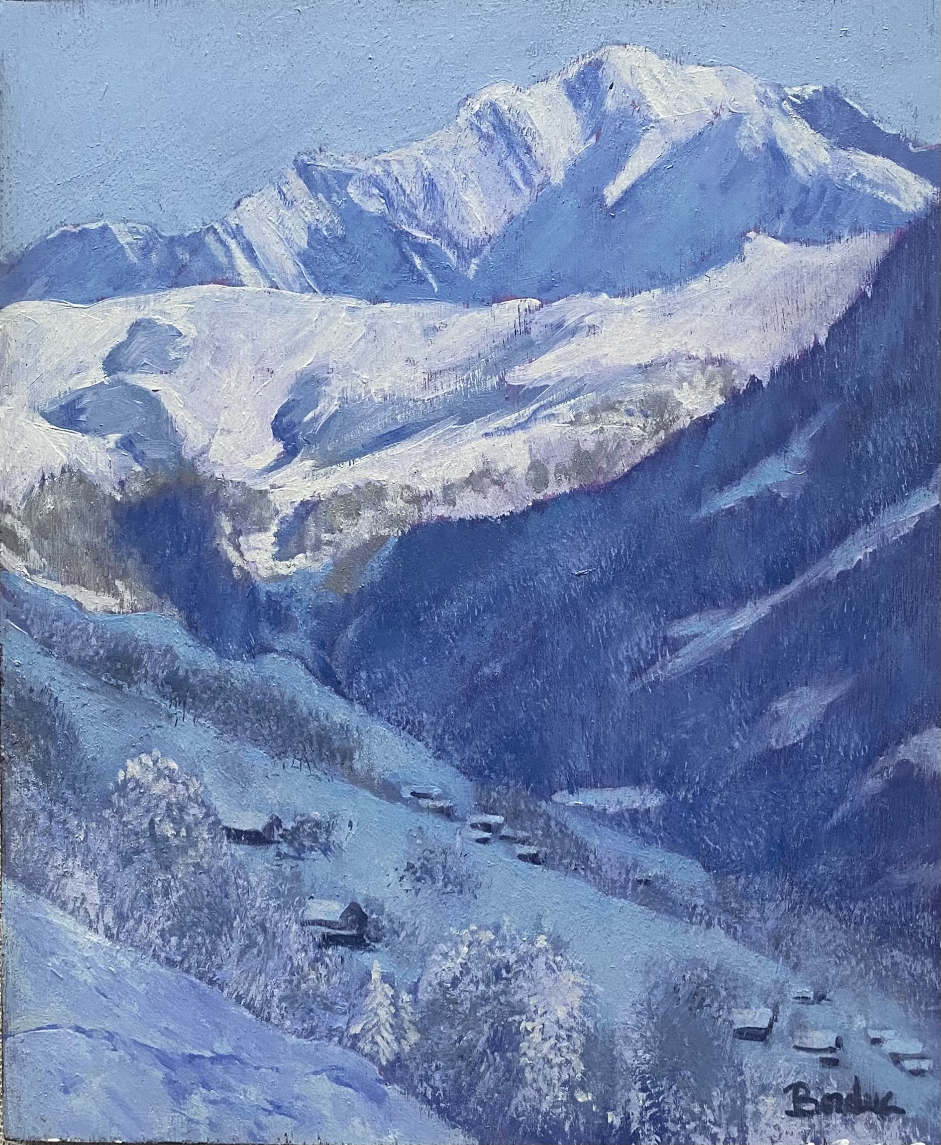 Neige mauve sur Hauteluce 25 x 30cm