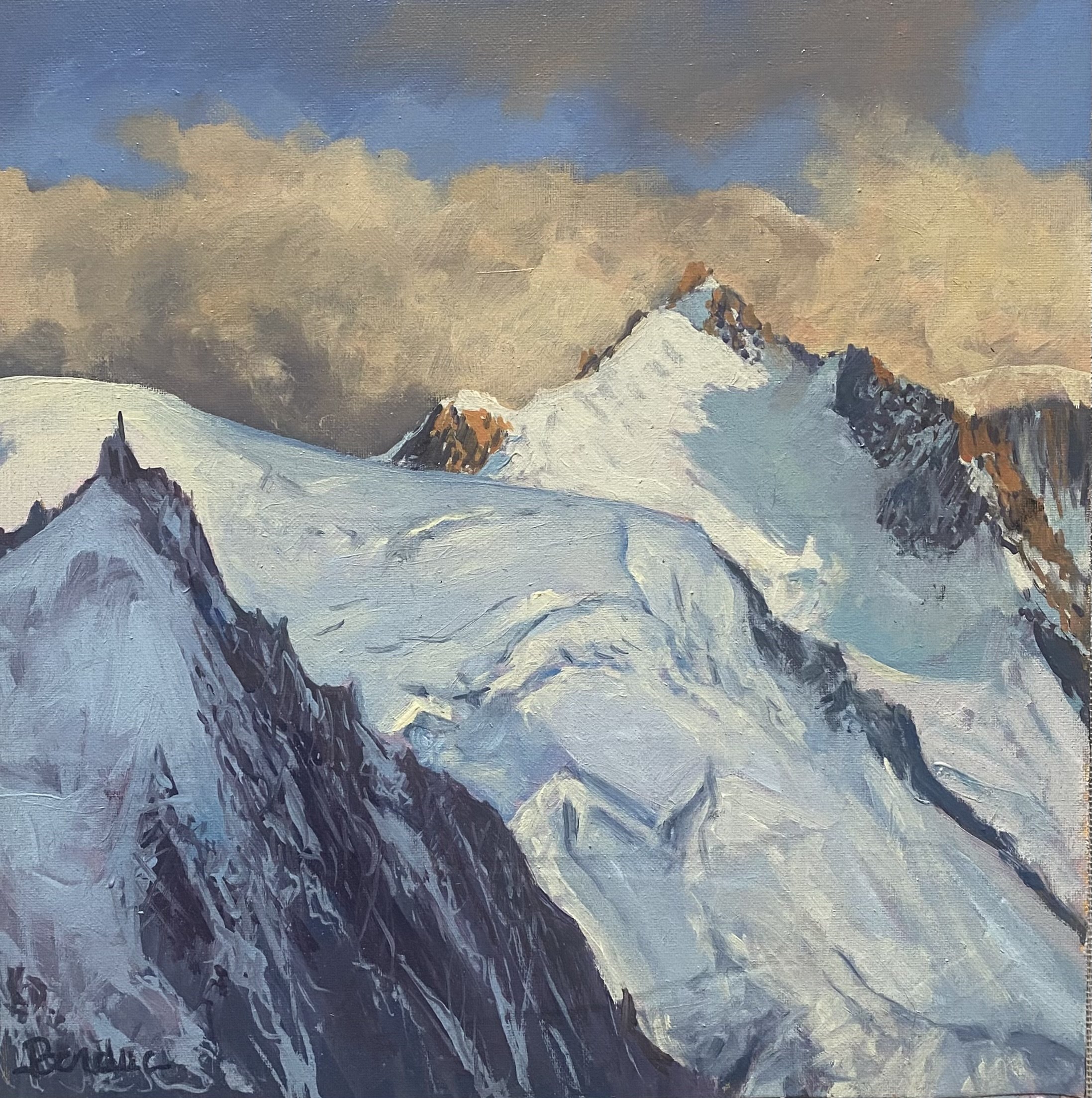 Sommets au soleil. 30 x 30cm