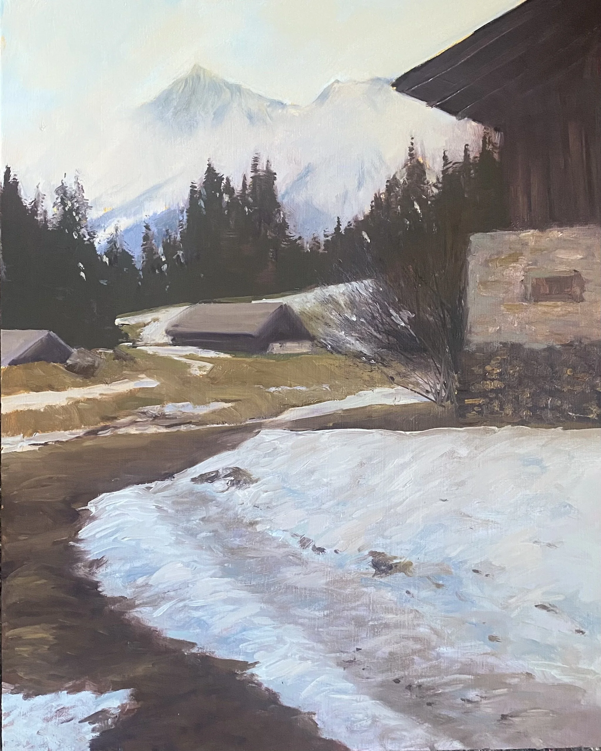 Matin de printemps a Charousse. 33 x 42cm