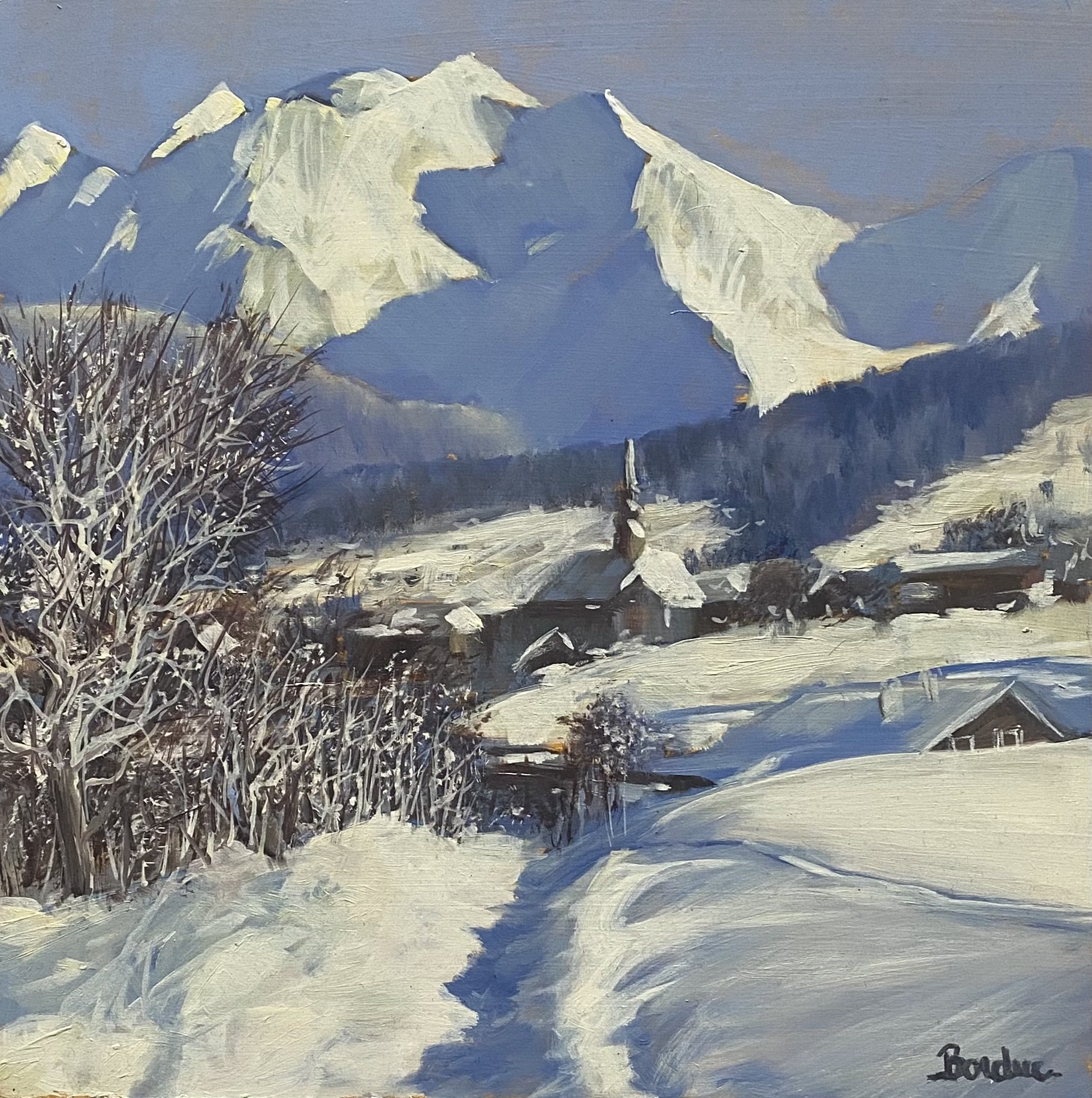 Etude pour Cordon sous le soleil d'hiver 30 x 30cm Sold