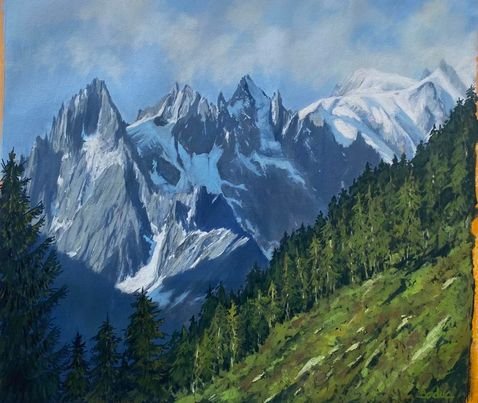 Les Aguile de Chamonix depuis le Col du Montets.
Huile sur toile
SOLD