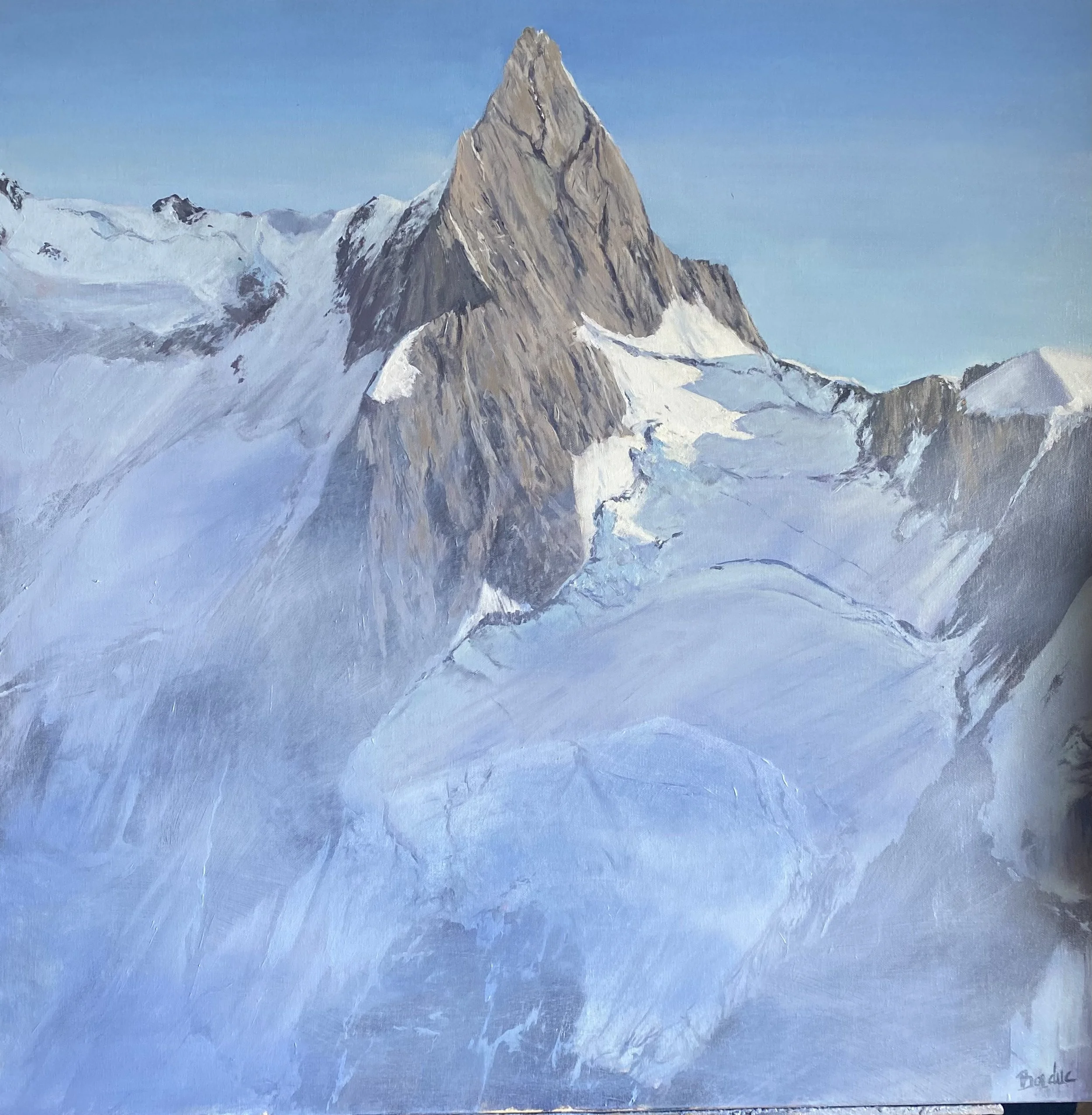 Lumiere du jour sur la dent du Géant. 80 x 80 cm