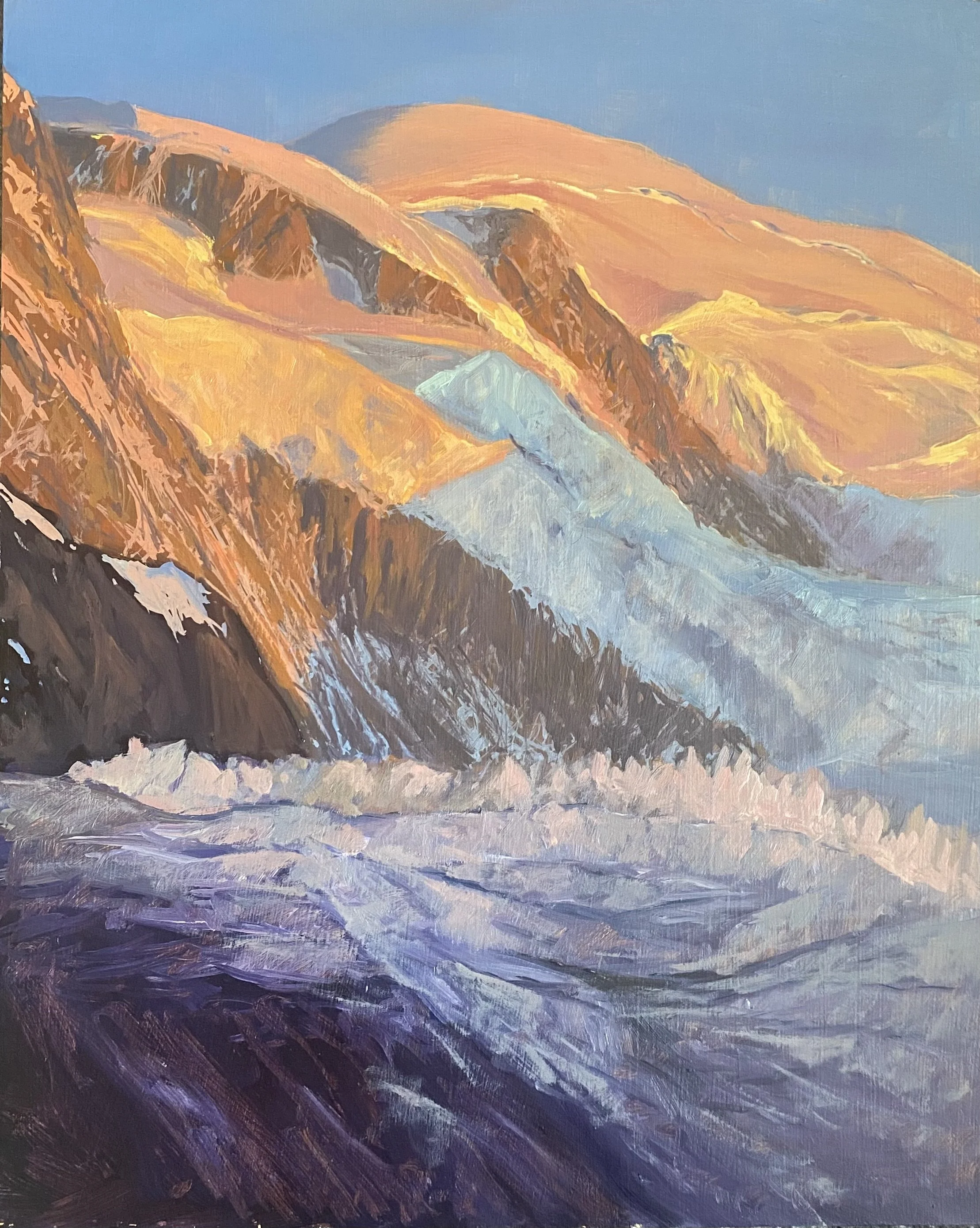 Lumiere de fin d'apres midi sur le Mont Blanc. 42 x 27cm