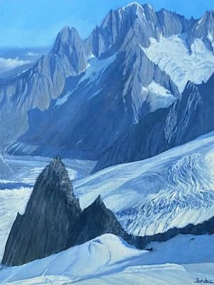 La Vallee Blanche. Huile sur toile 45 x 60 cm Sold