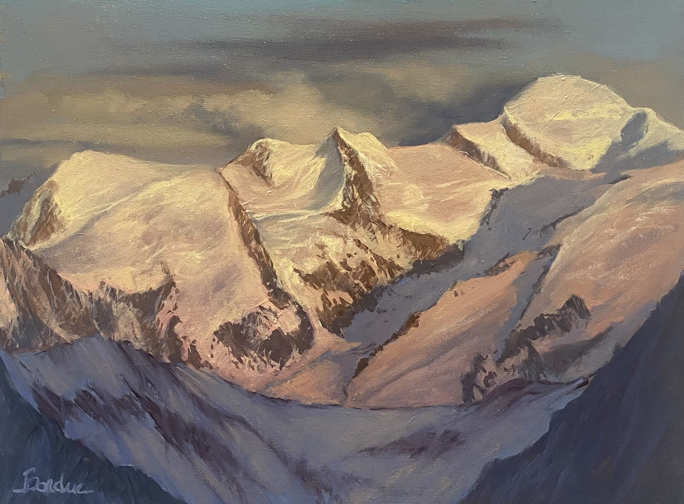 Lumiere du soir sur les trois Monts 40 x 30cm Sold