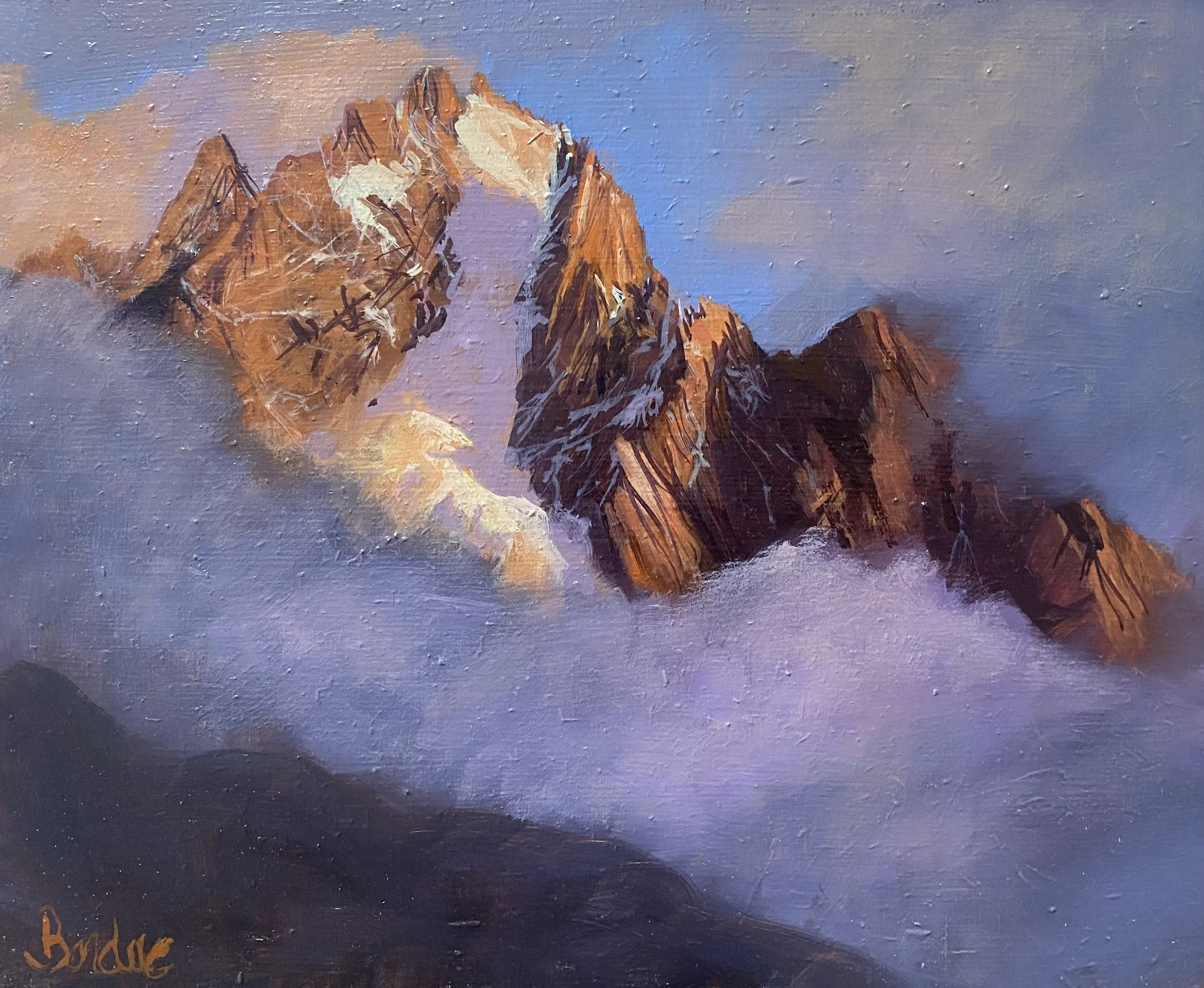 Lumieredu soir sur les Charmoz 22 x 27 cm