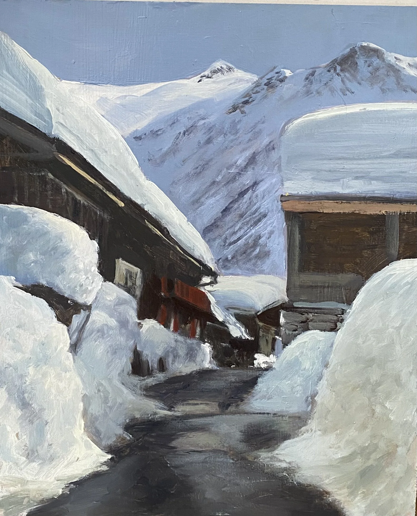 Neige au Tour.  30 x 25cm
