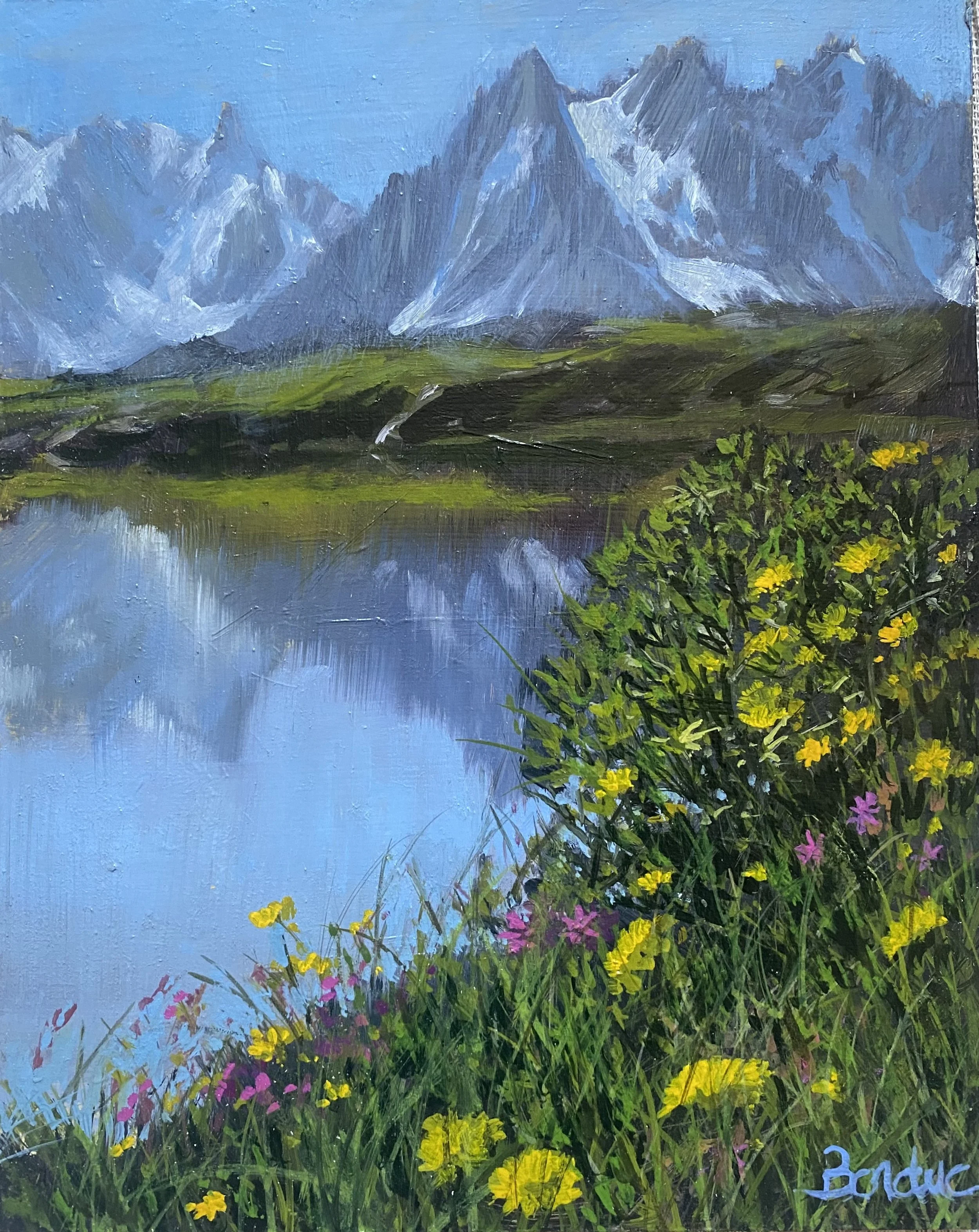 Fleurs d'ete au Lac Blanc 20 x 25cm
