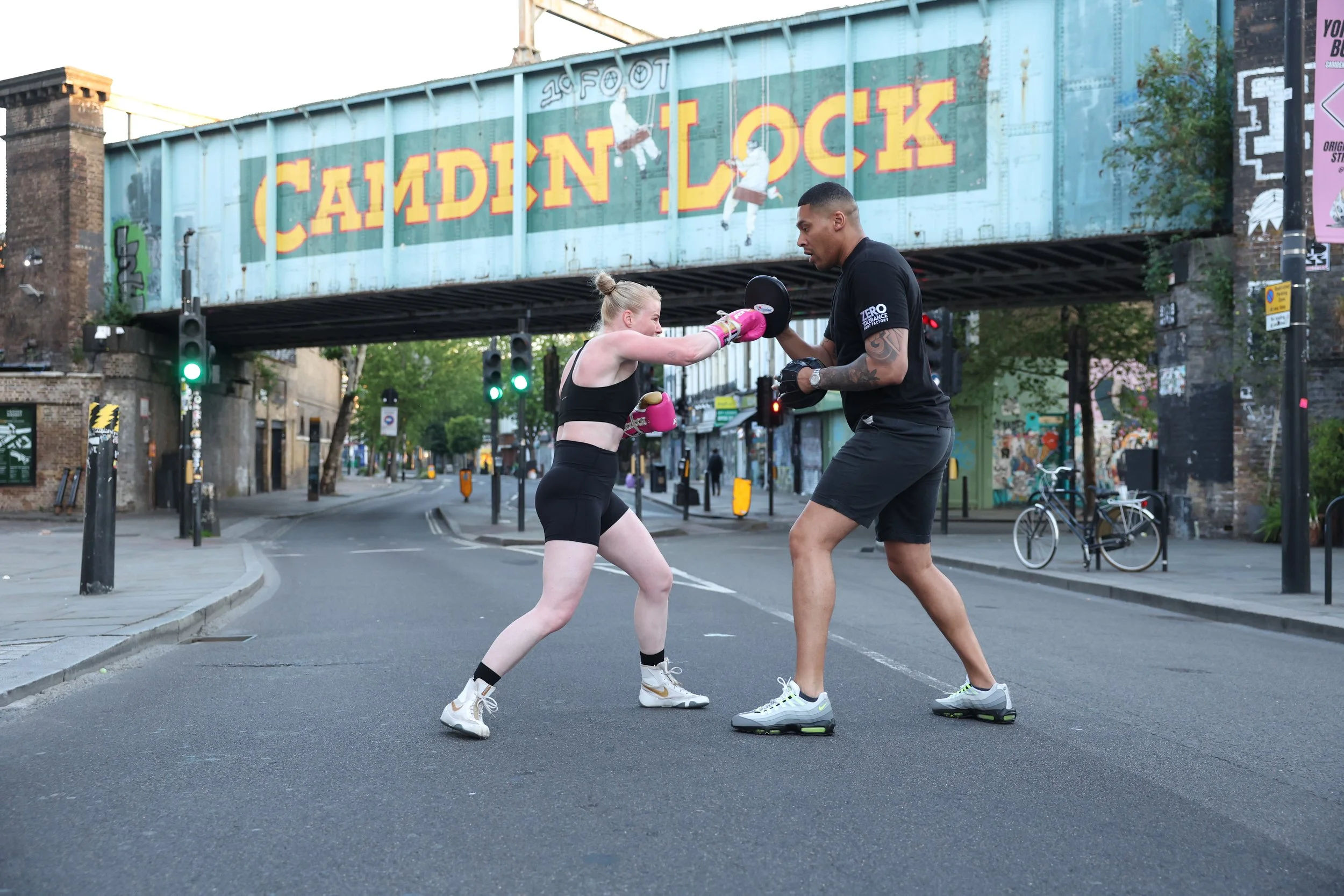 Tysie doing padwork in Camden Town
