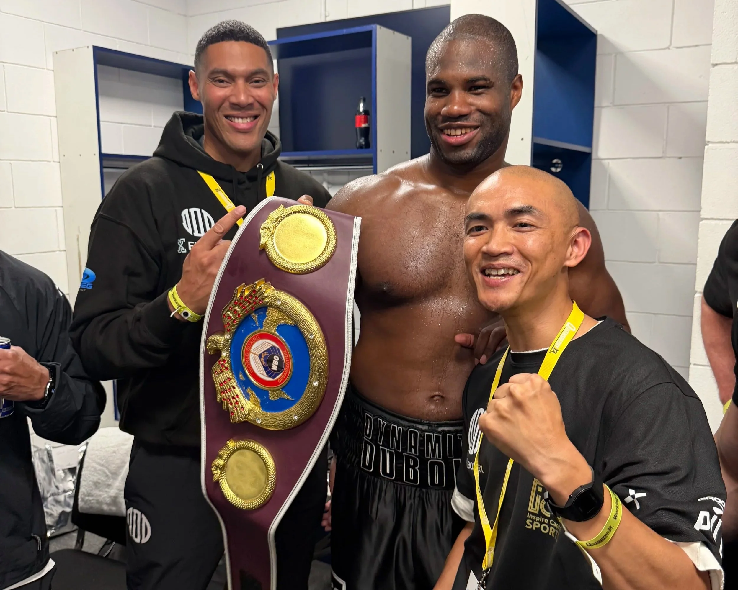 Daniel Dubois holding his wbo belt after beating Fabio wardley in there second fight