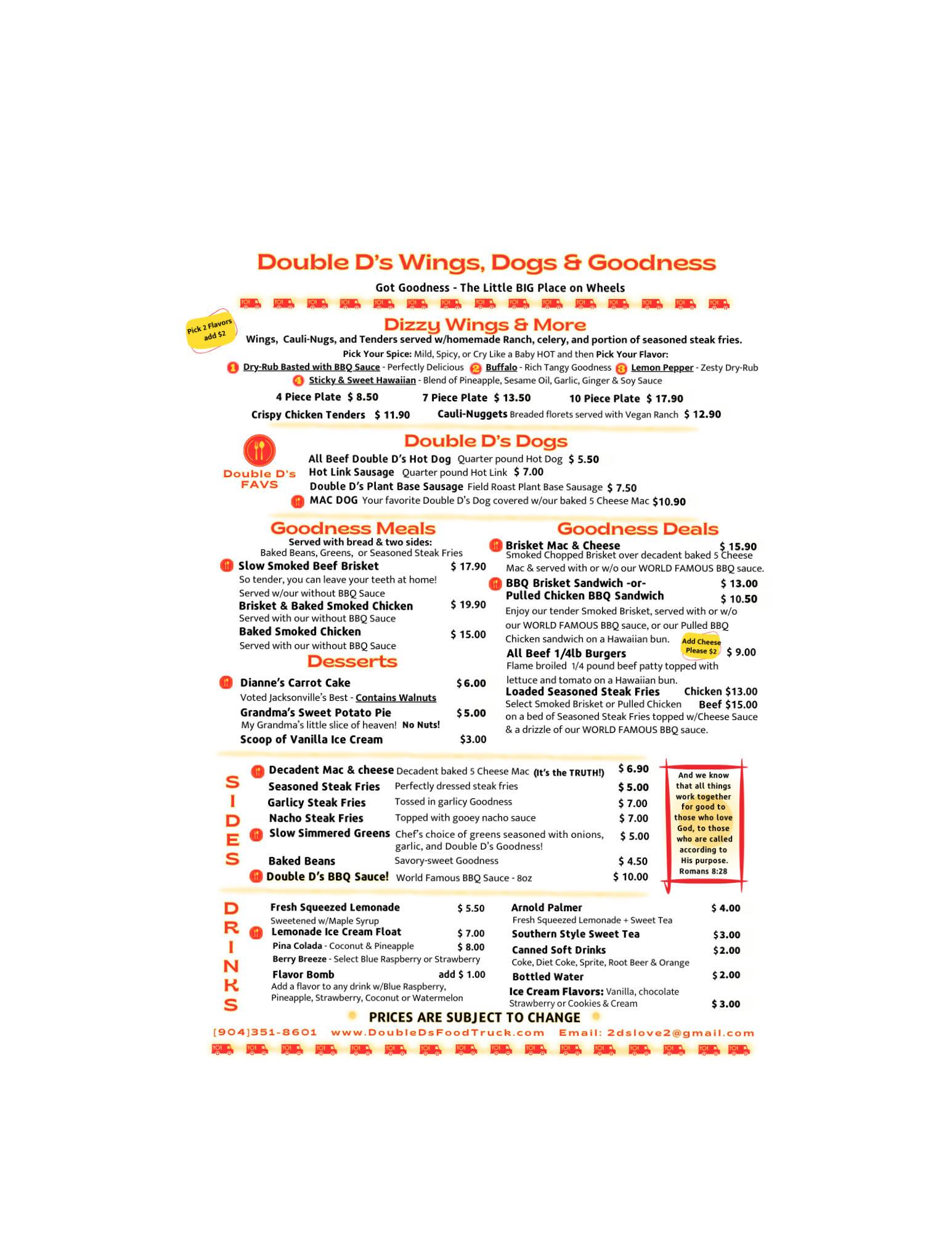 Menu 1 — Double D's Wings, Dogs & Goodness