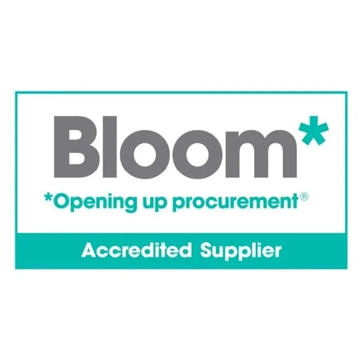 Logo for Bloom, an accredited supplier, with the tagline *Opening up procurement.