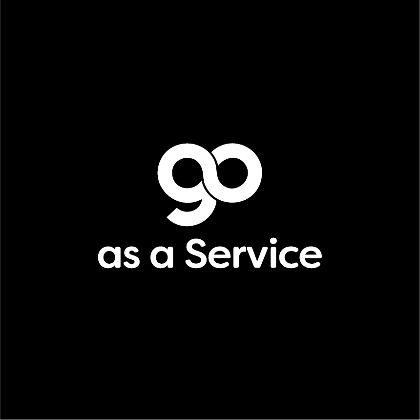 Go logo with the words "as a Service" underneath on a black background.