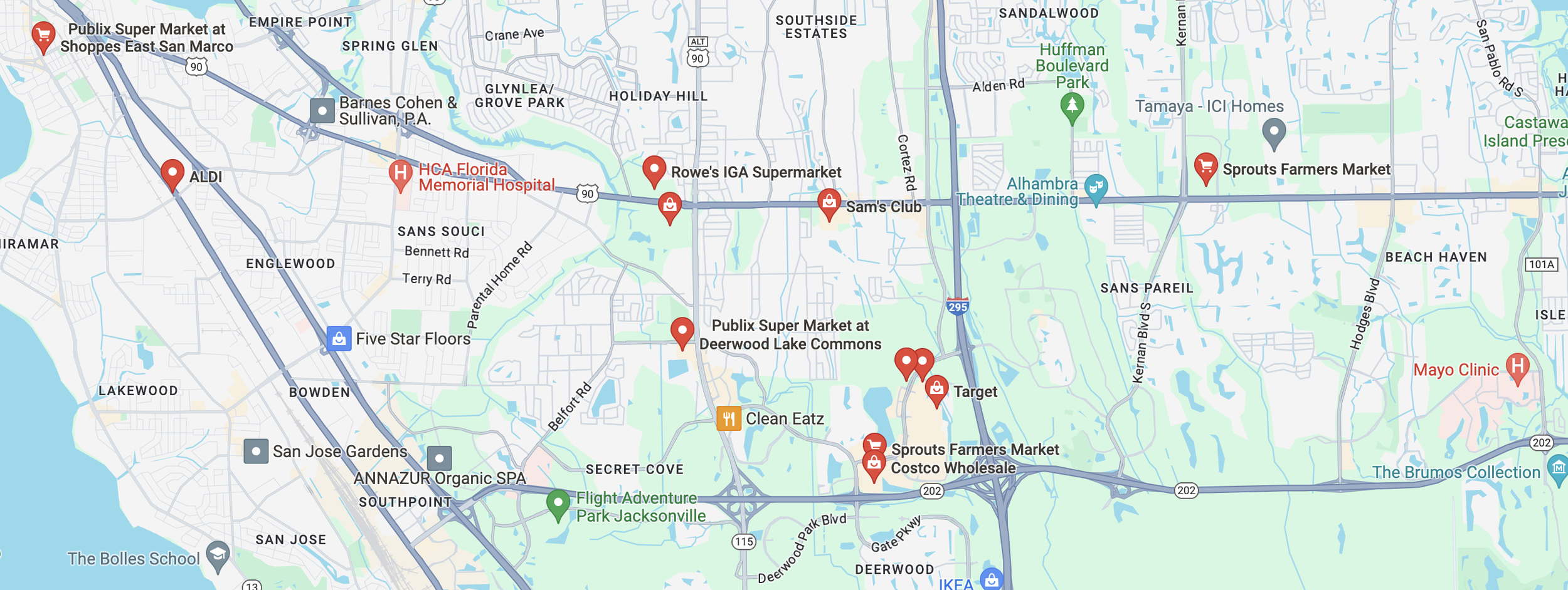 Many supermarkets close by