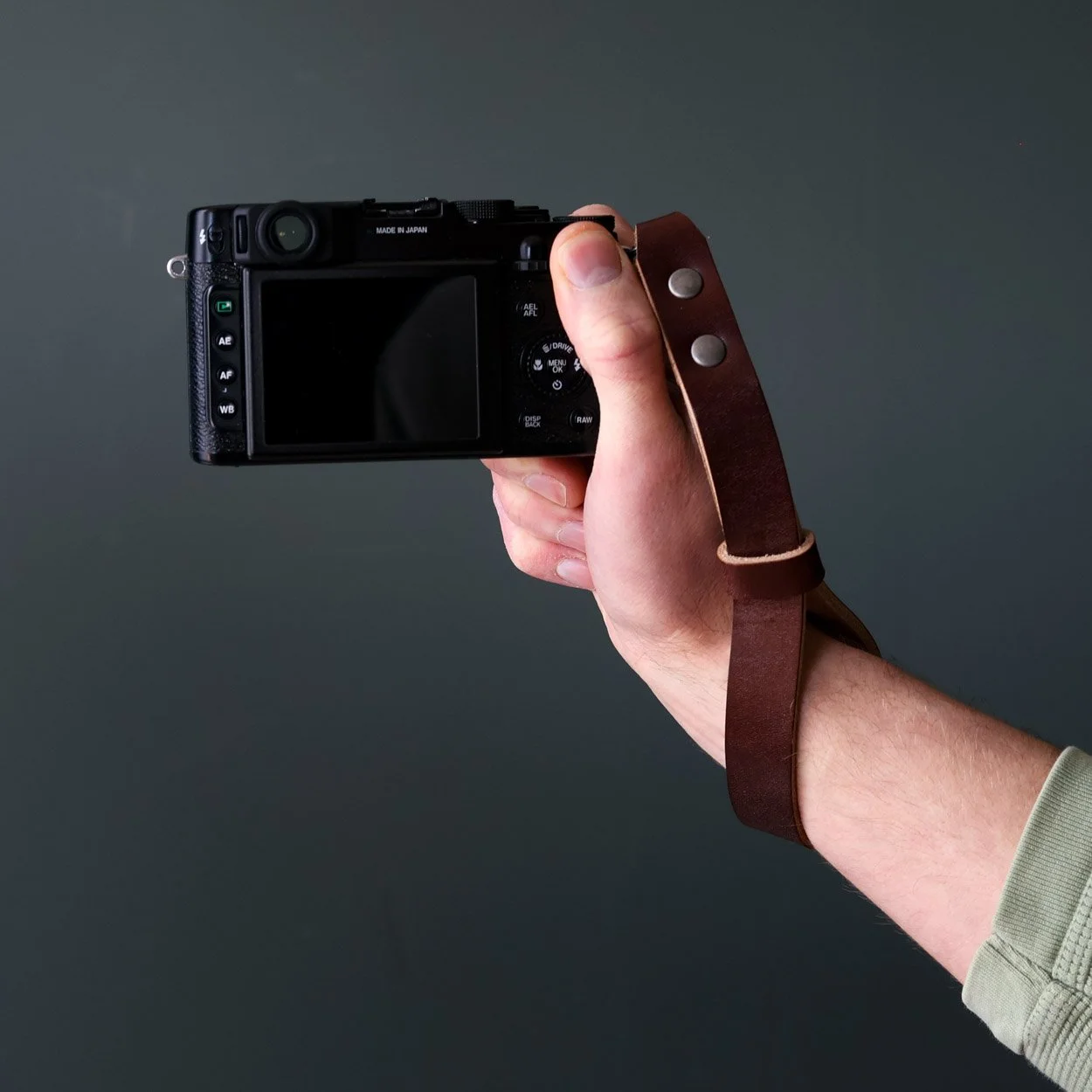 leather camera wrist strap slate