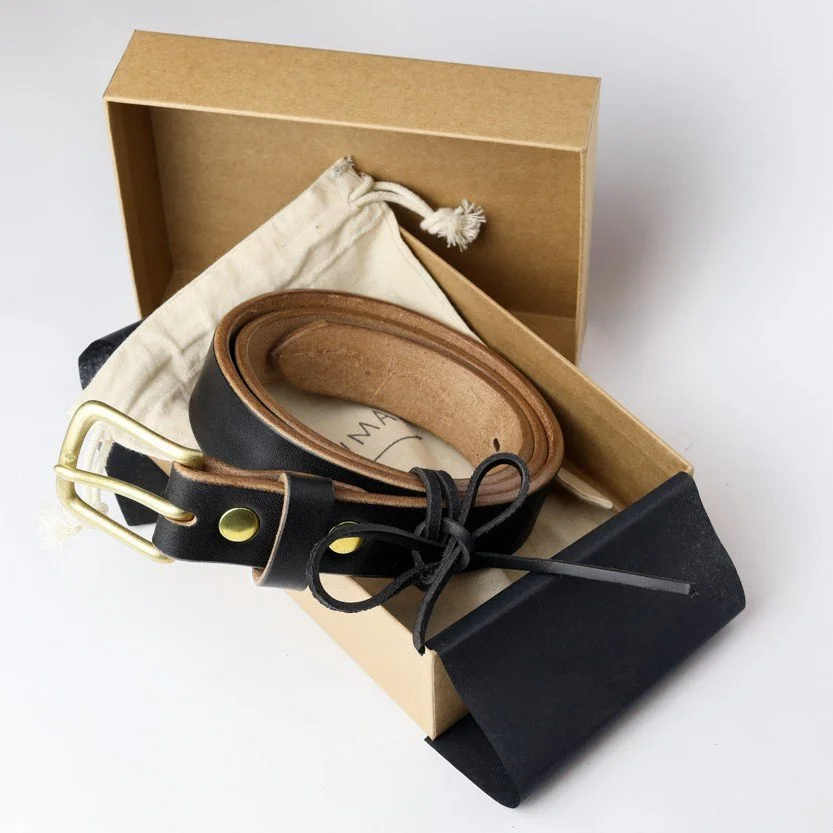 handmade leather belt in black colour with brass buckle Presented in Gift box