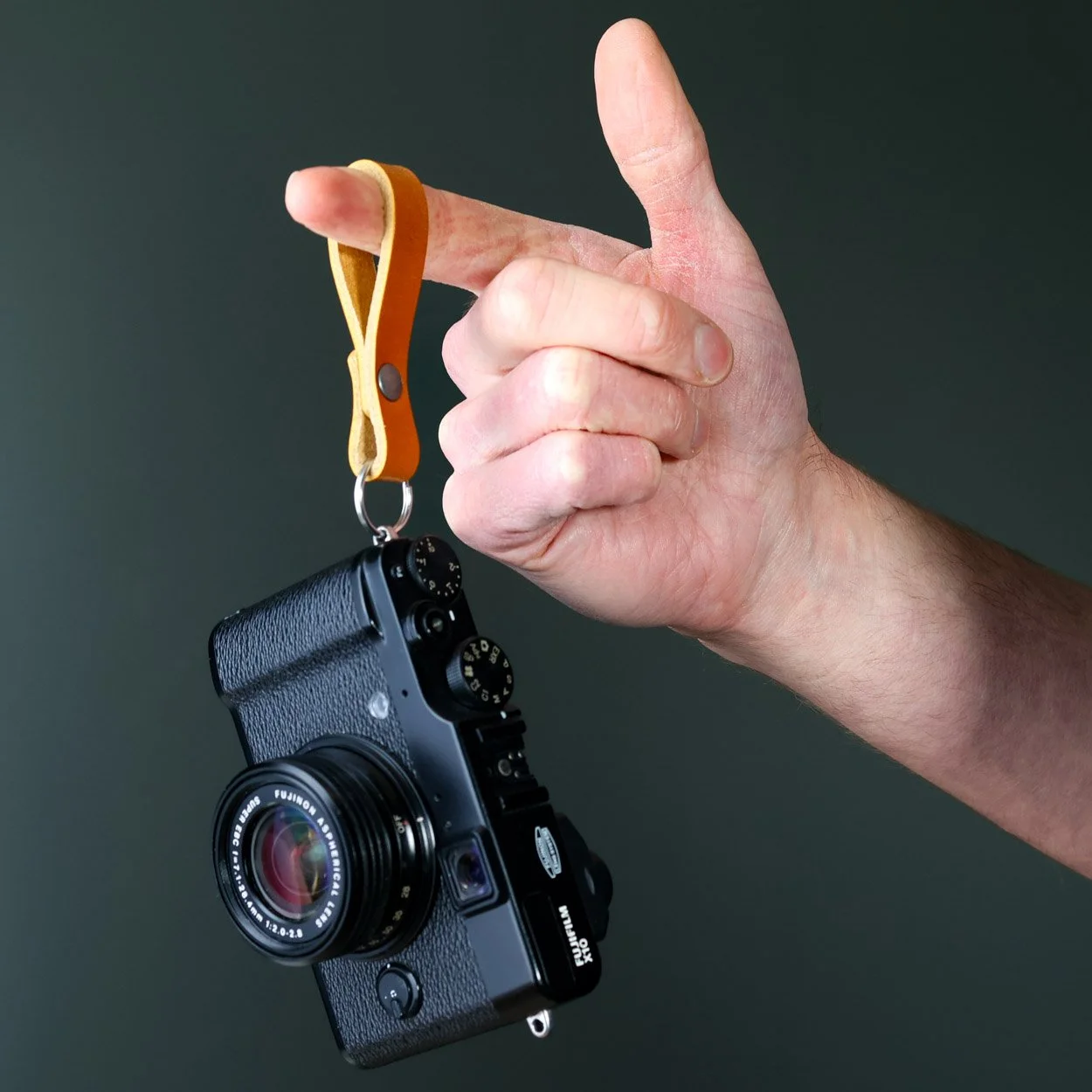 Crag camera finger strap with a fujifilm camera