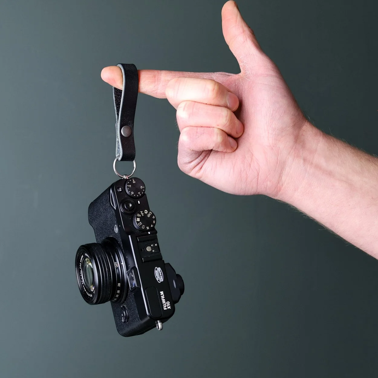 black camera finger strap