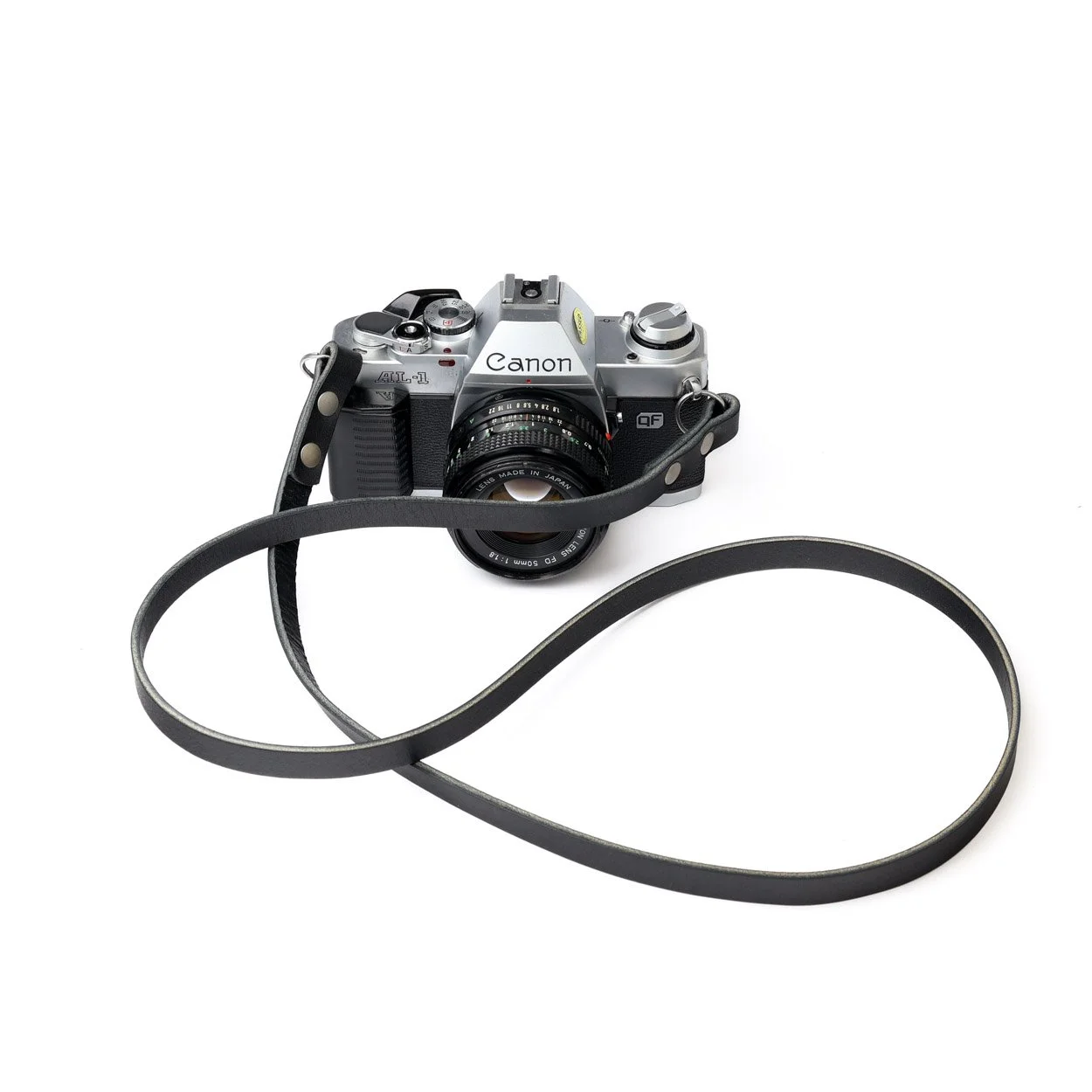 Stride long leather camera strap black with canon camera