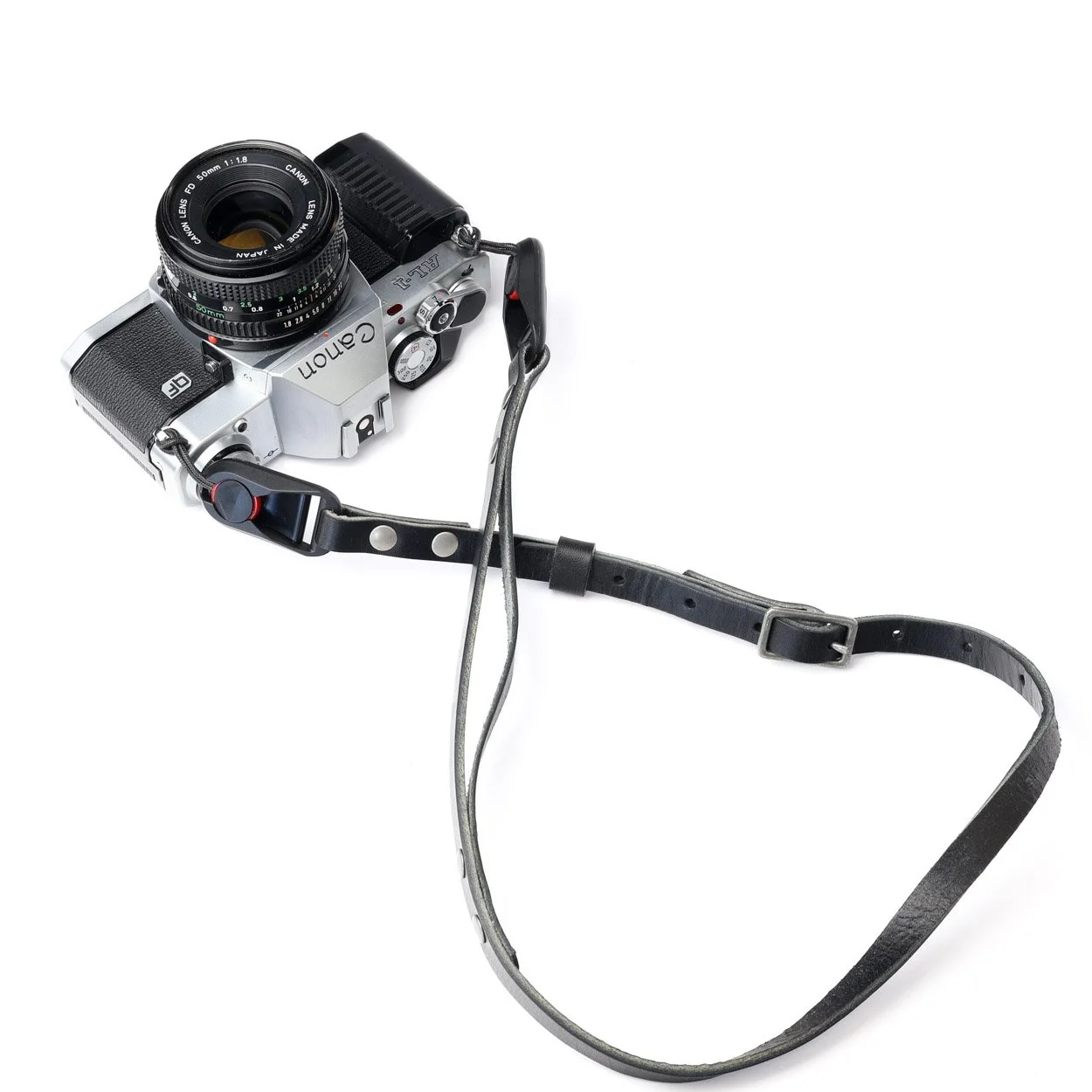 Summit QR black leather camera strap