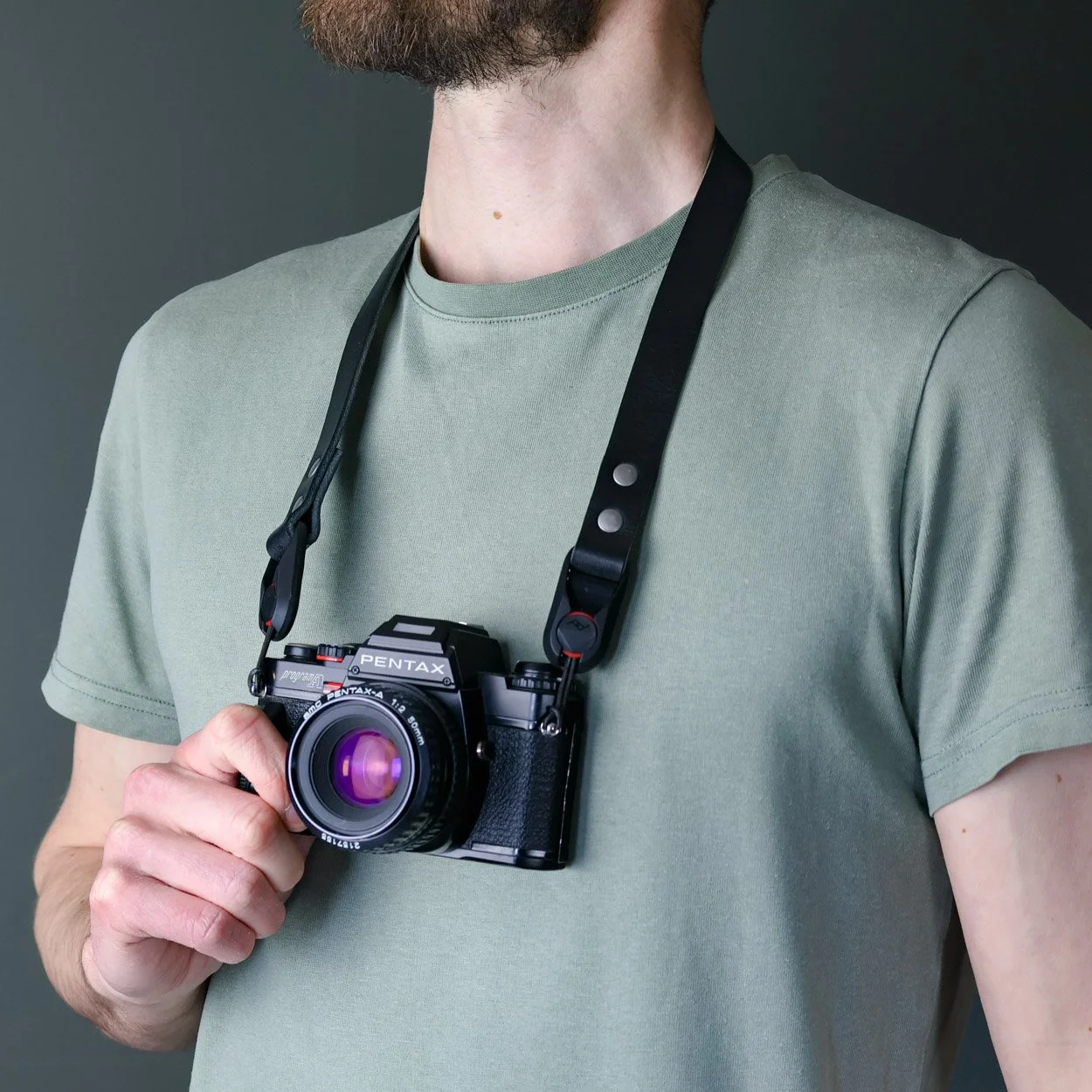 Ridge qr black camera neck strap with pentax