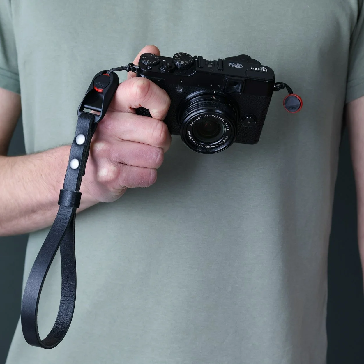 quick release camera wrist  strap with peak design anchors and a Fujifilm Mirrorless compact camera