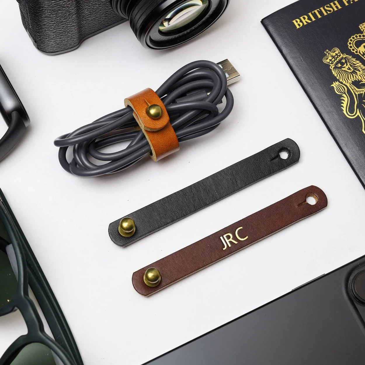 Leather cable organizer