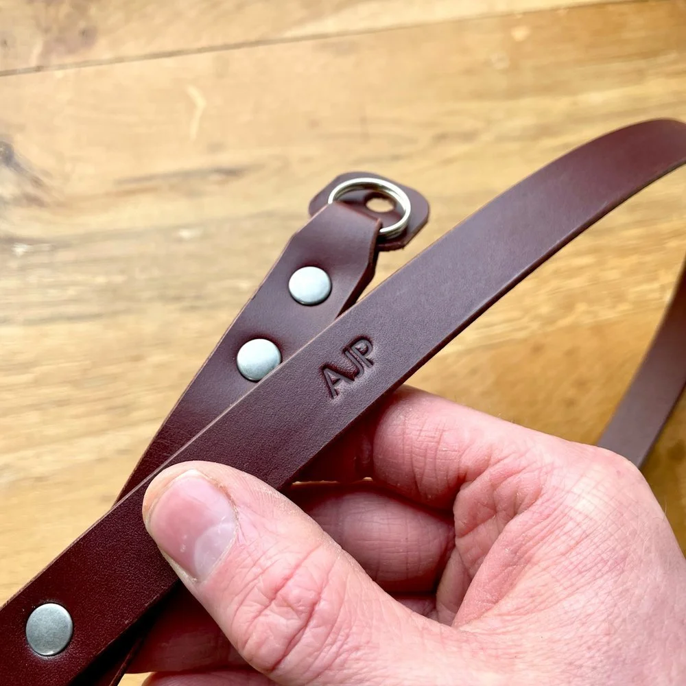 leather personalised camera strap