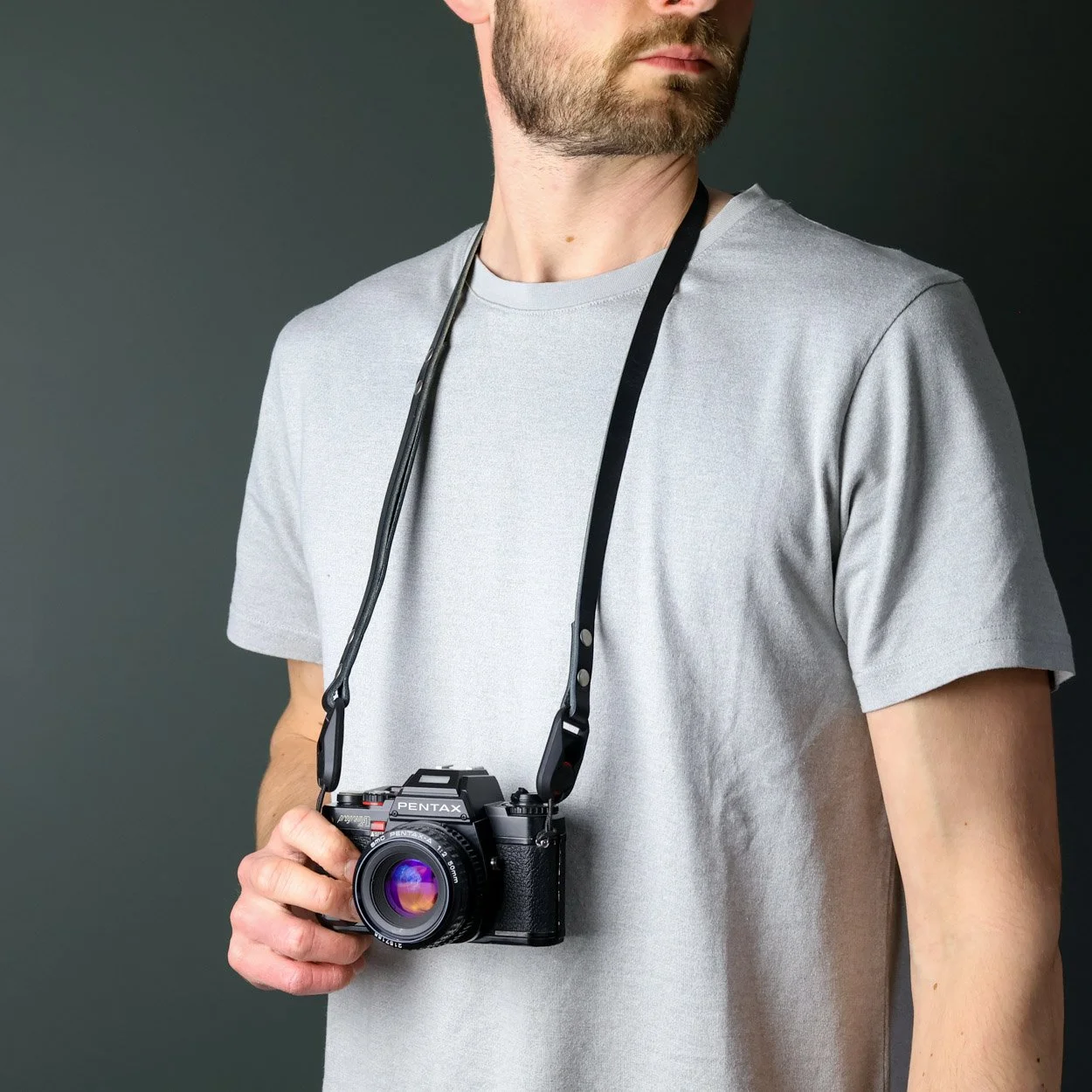 Quick release leather neck-strap