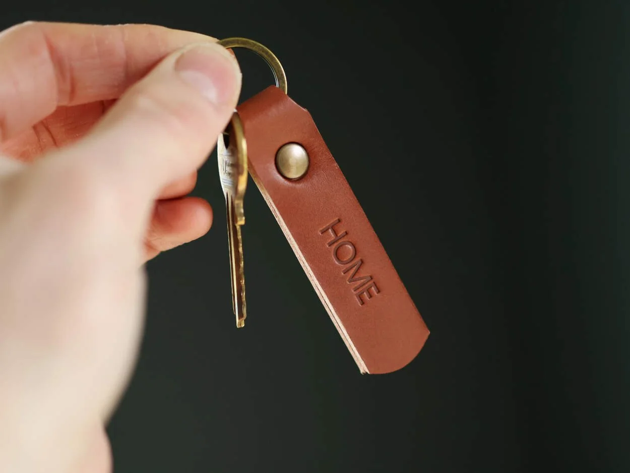 Custom leather home keyring