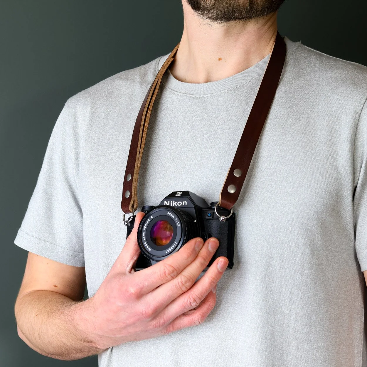 Bowman leather short camera strap